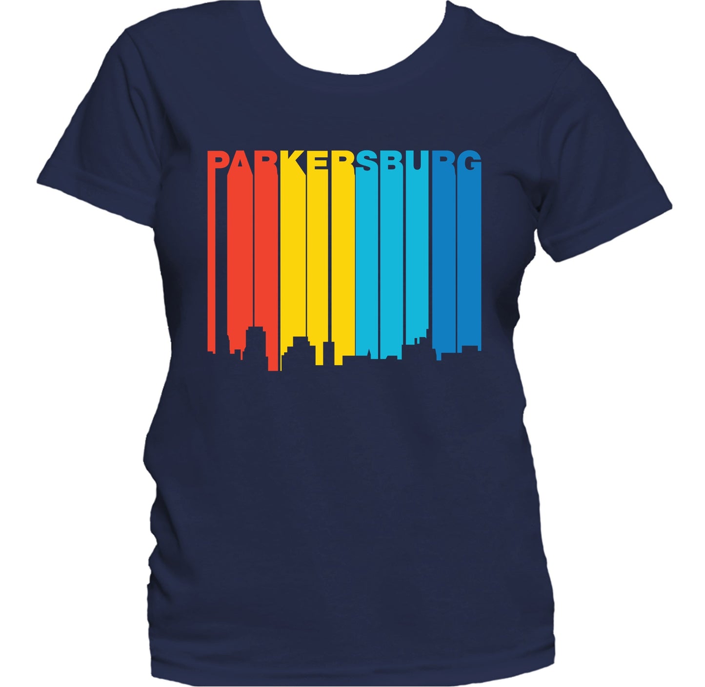 Retro 1970's Style Parkersburg West Virginia Skyline Women's T-Shirt