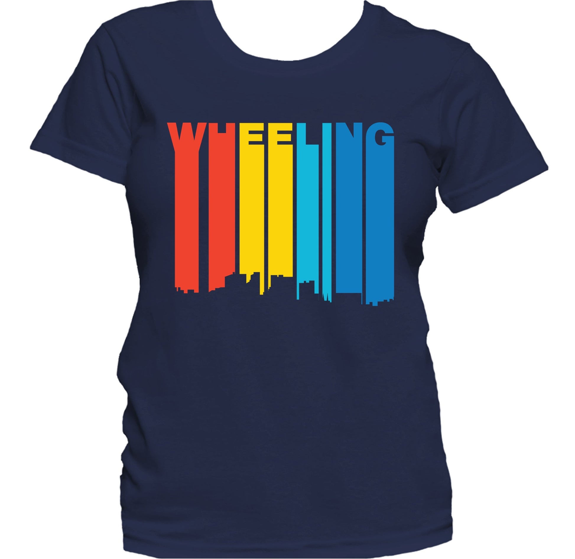 Retro 1970's Style Wheeling West Virginia Skyline Women's T-Shirt
