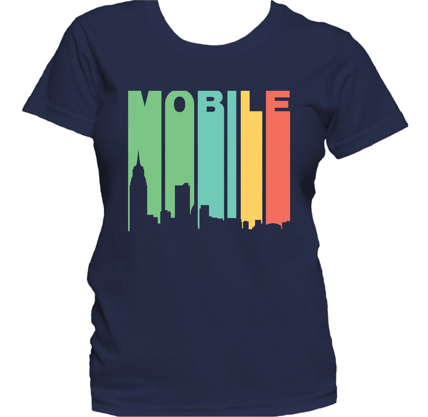 Retro 1970's Style Mobile Alabama Skyline Women's T-Shirt