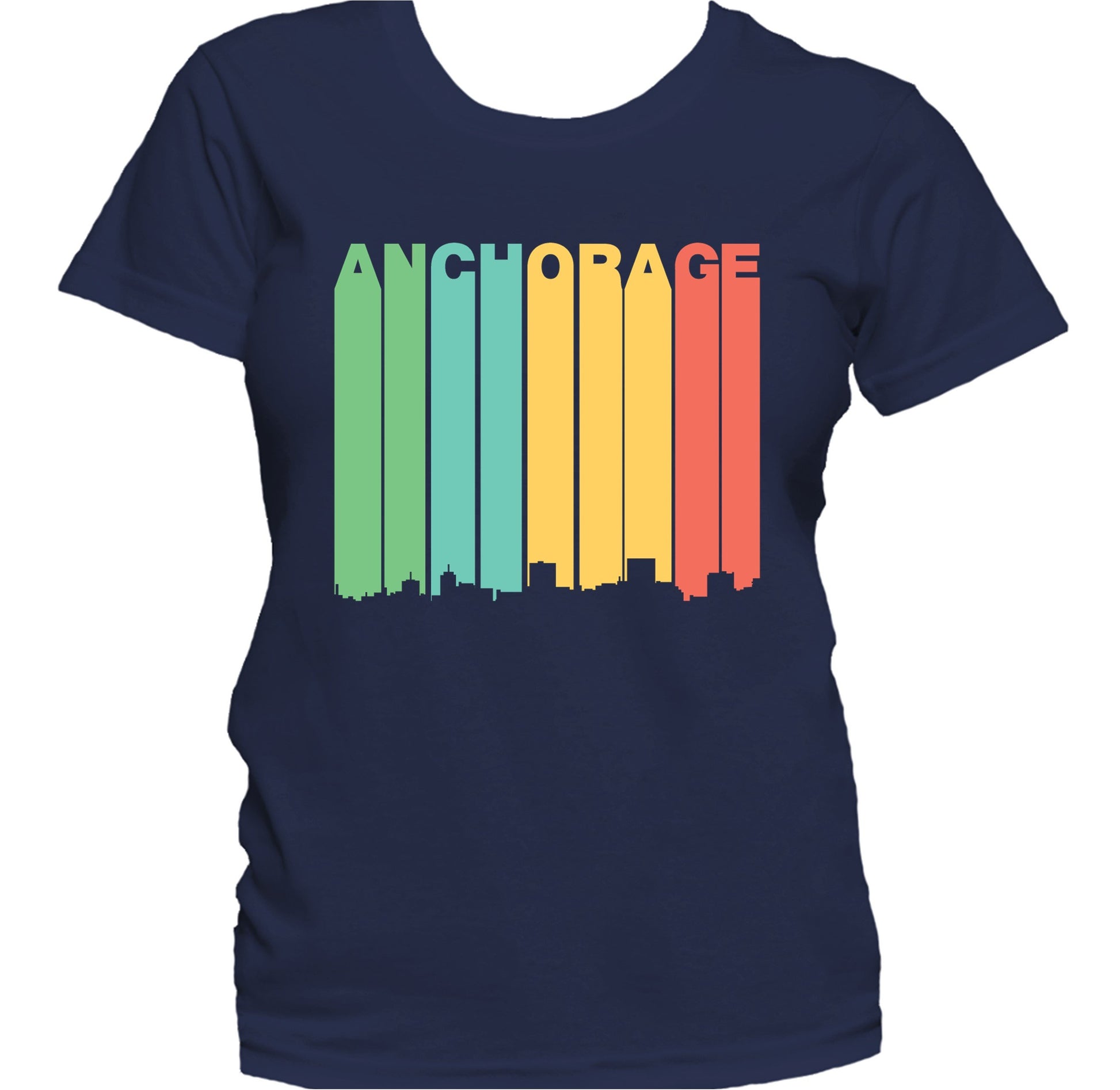 Retro 1970's Style Anchorage Alaska Skyline Women's T-Shirt