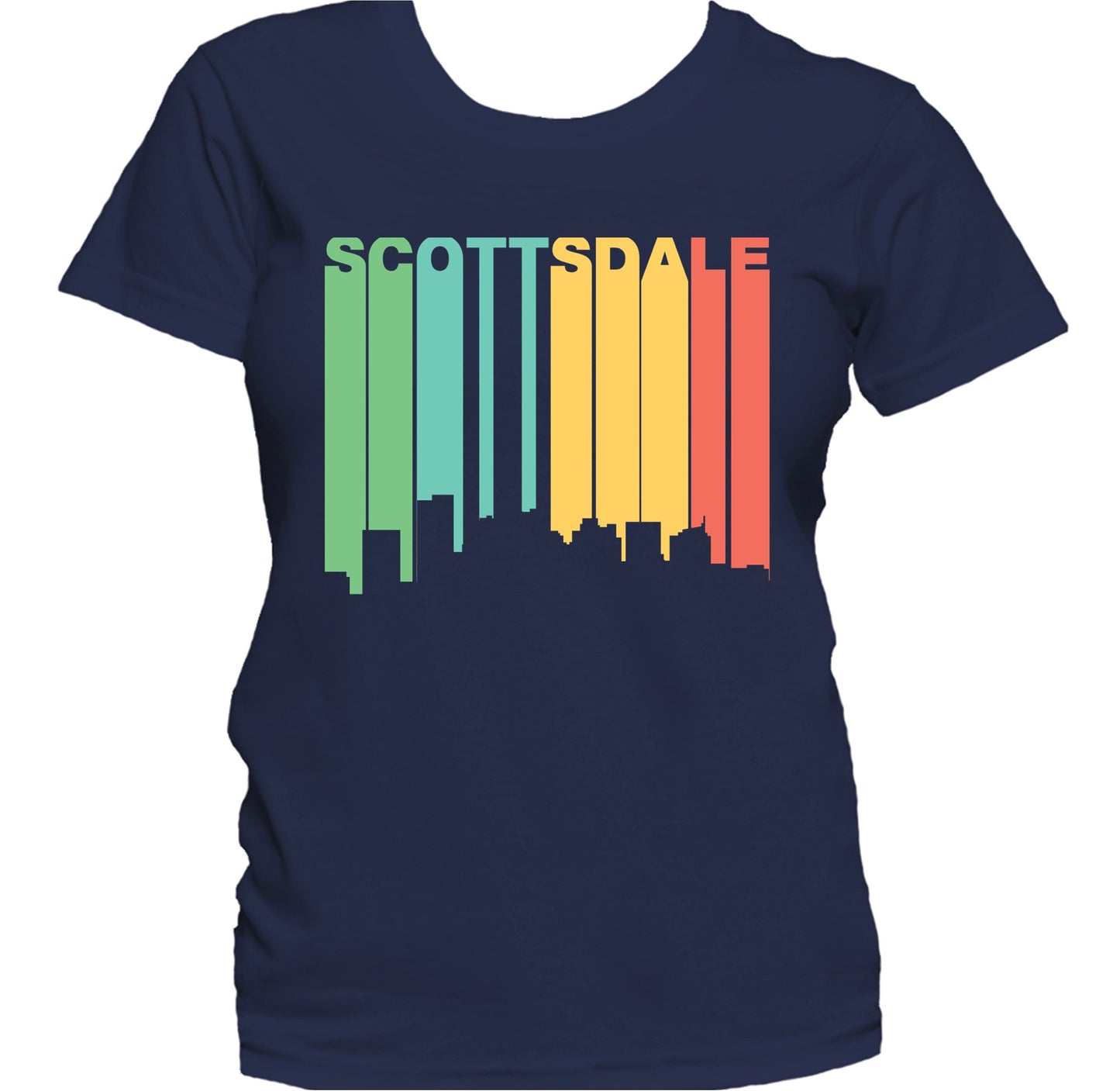 Retro 1970's Style Scottsdale Arizona Skyline Women's T-Shirt