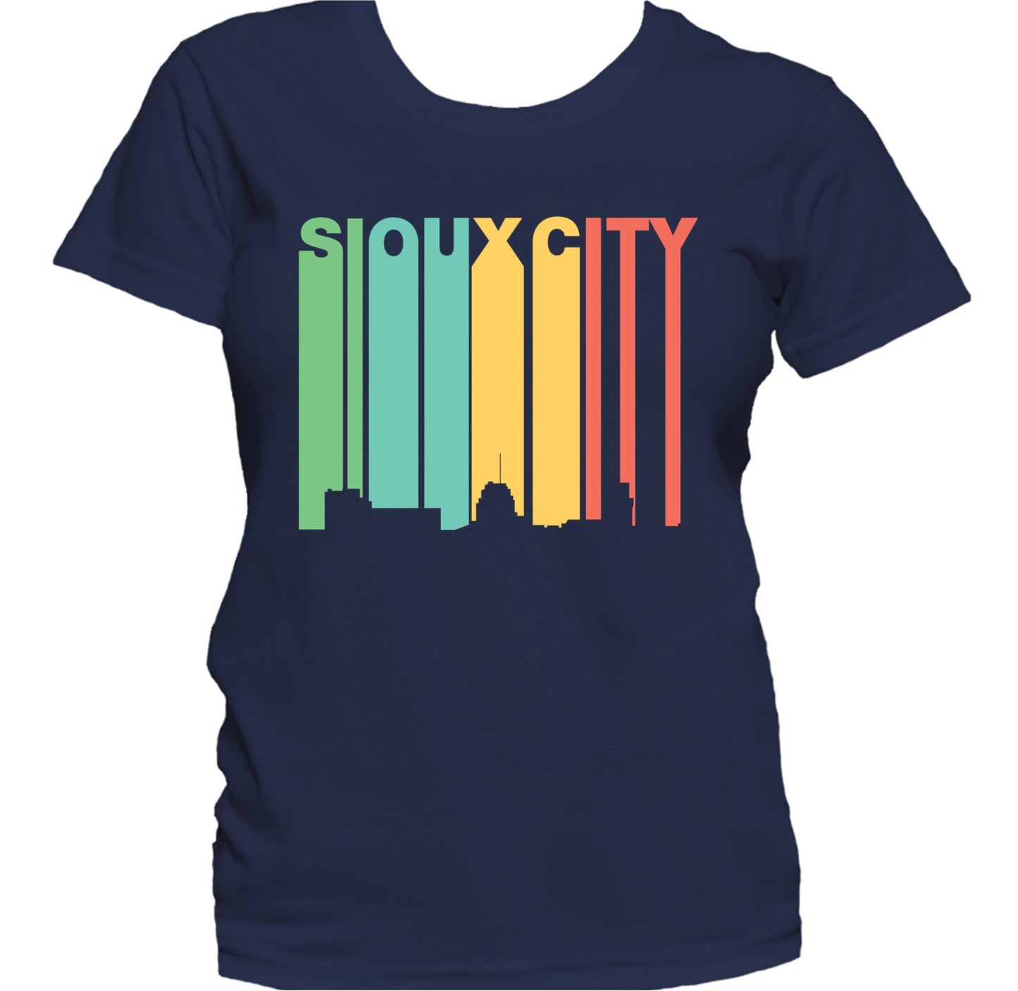 Retro 1970's Style Sioux City Iowa Skyline Women's T-Shirt
