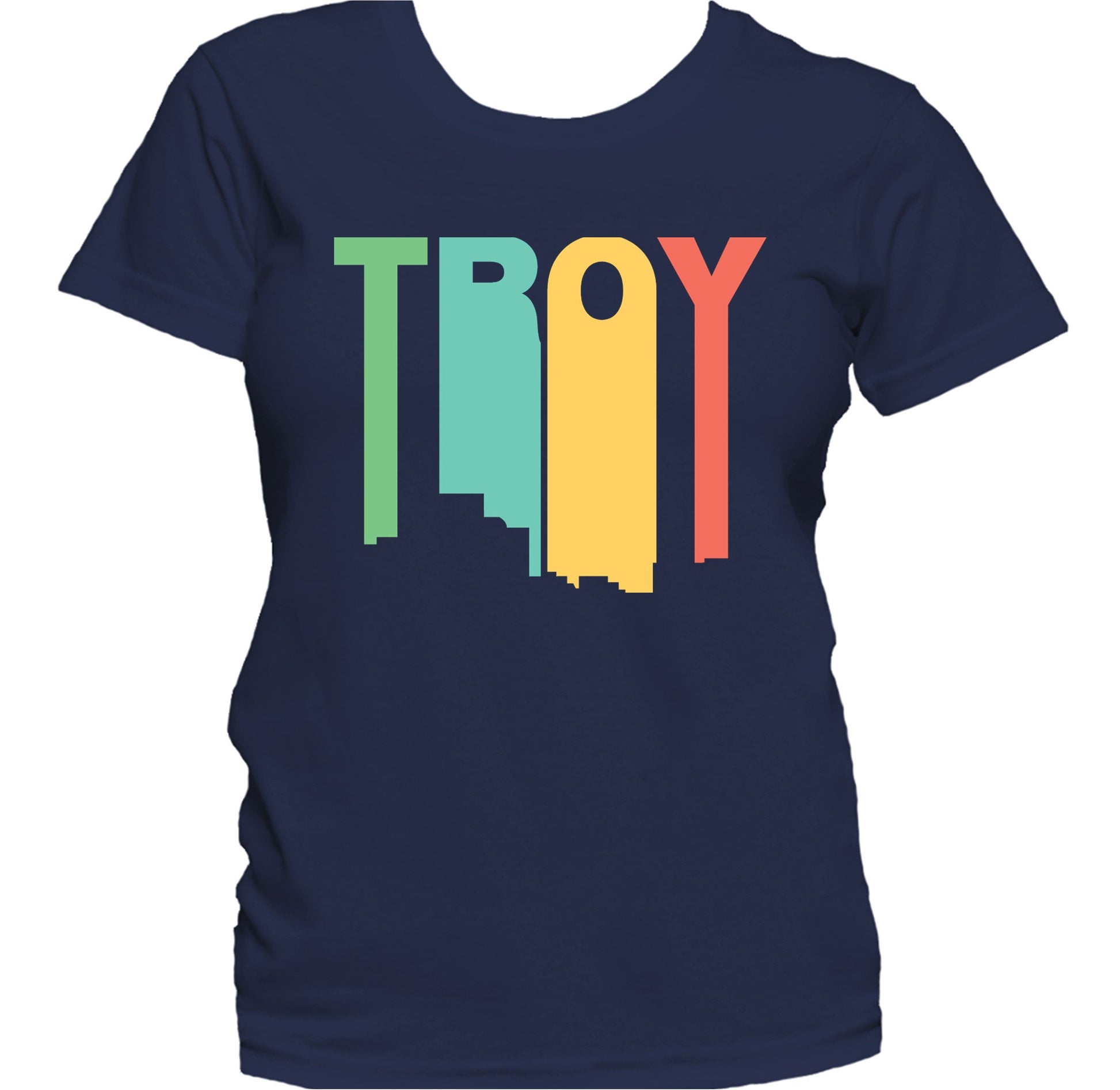 Retro 1970's Style Troy Michigan Skyline Women's T-Shirt
