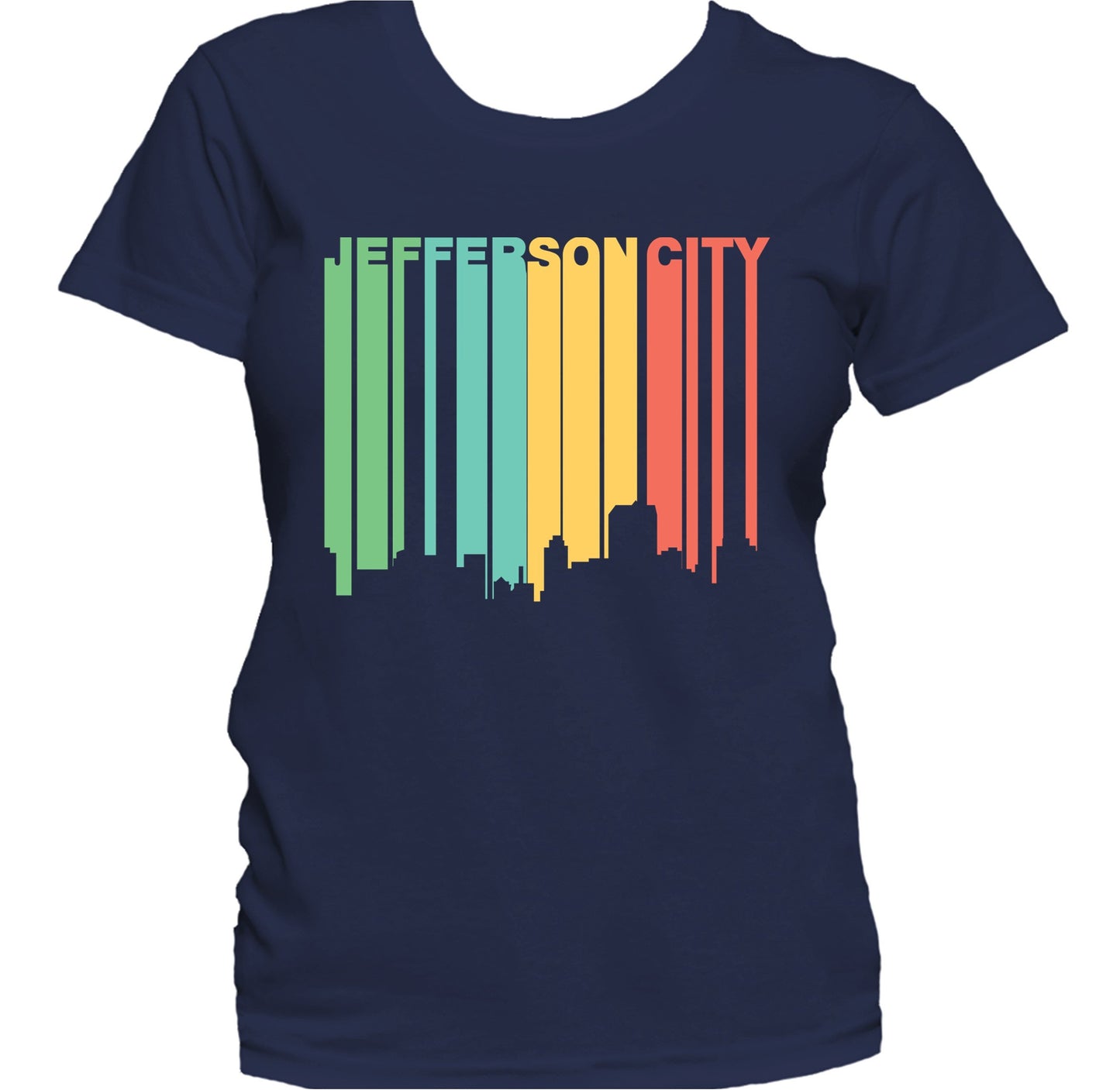 Retro 1970's Style Jefferson City Missouri Skyline Women's T-Shirt