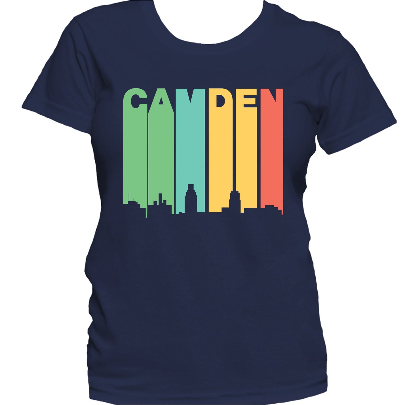 Retro 1970's Style Camden New Jersey Skyline Women's T-Shirt