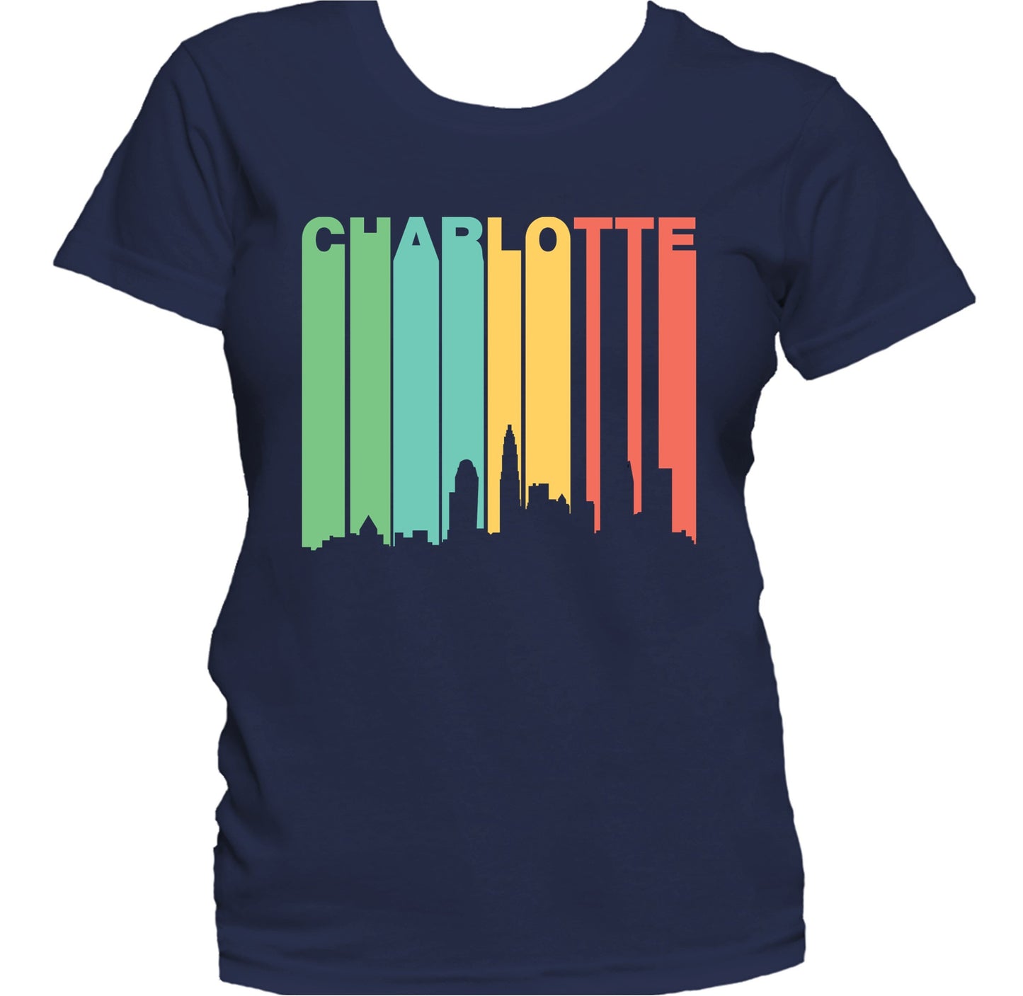 Retro 1970's Style Charlotte North Carolina Skyline Women's T-Shirt