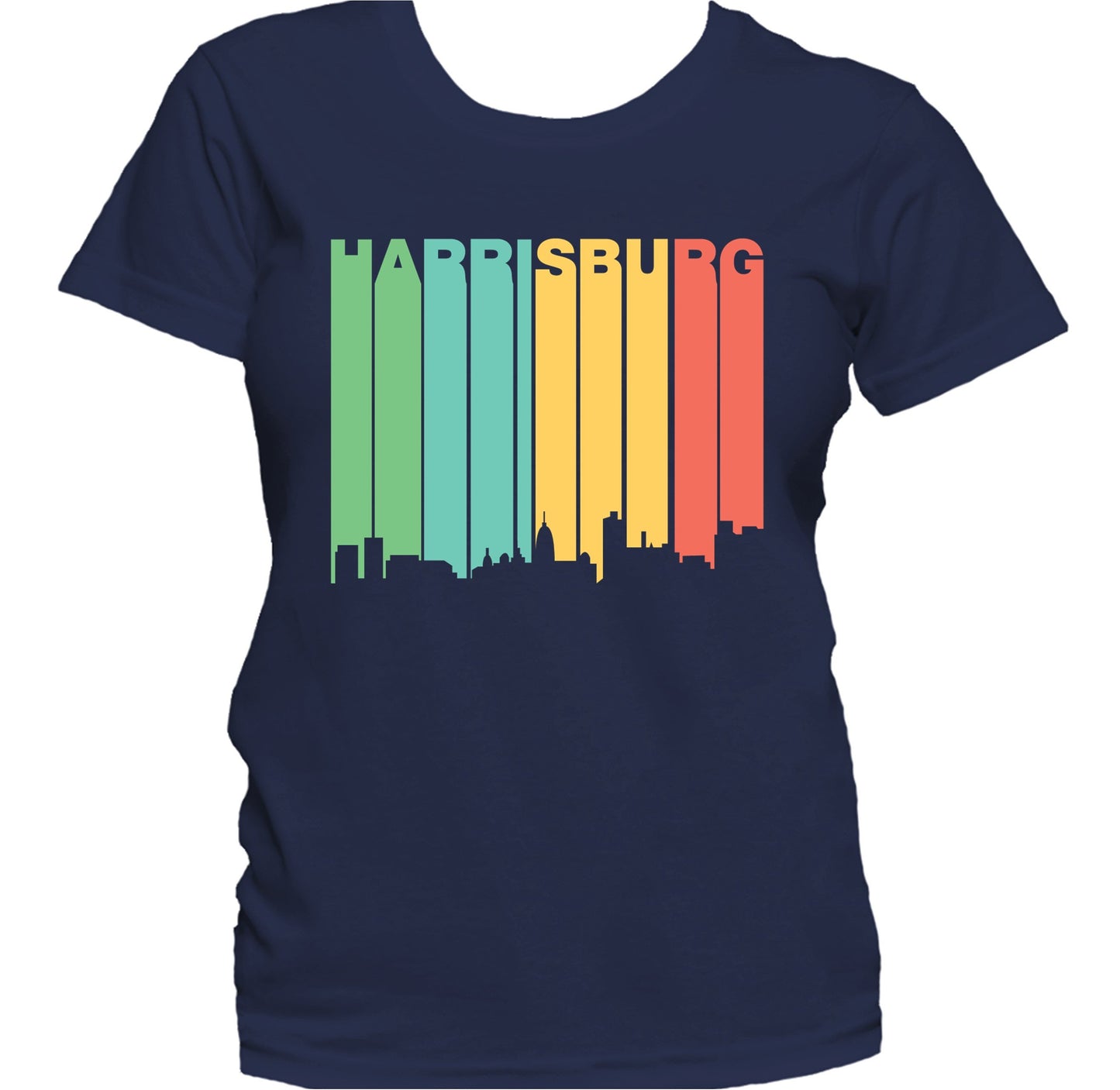 Retro 1970's Style Harrisburg Pennsylvania Skyline Women's T-Shirt