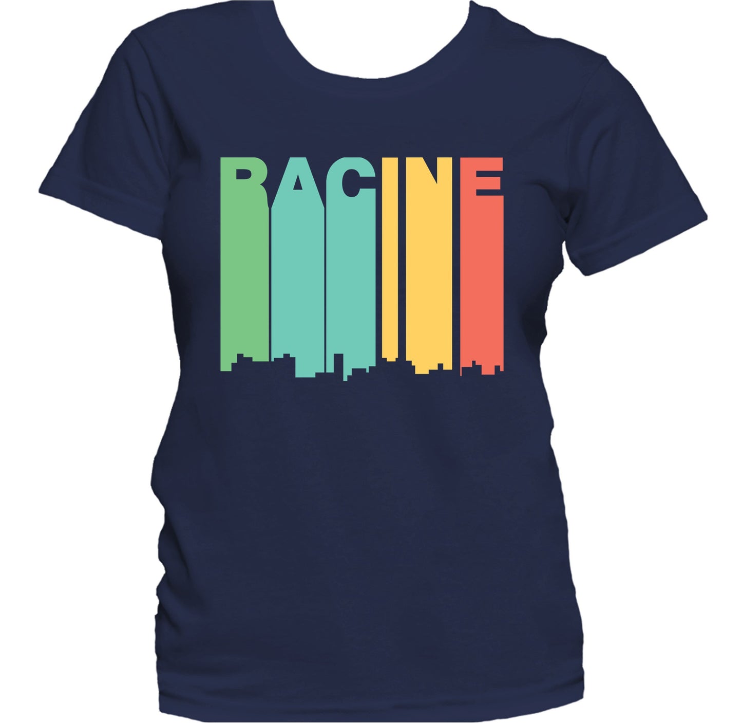 Retro 1970's Style Racine Wisconsin Skyline Women's T-Shirt