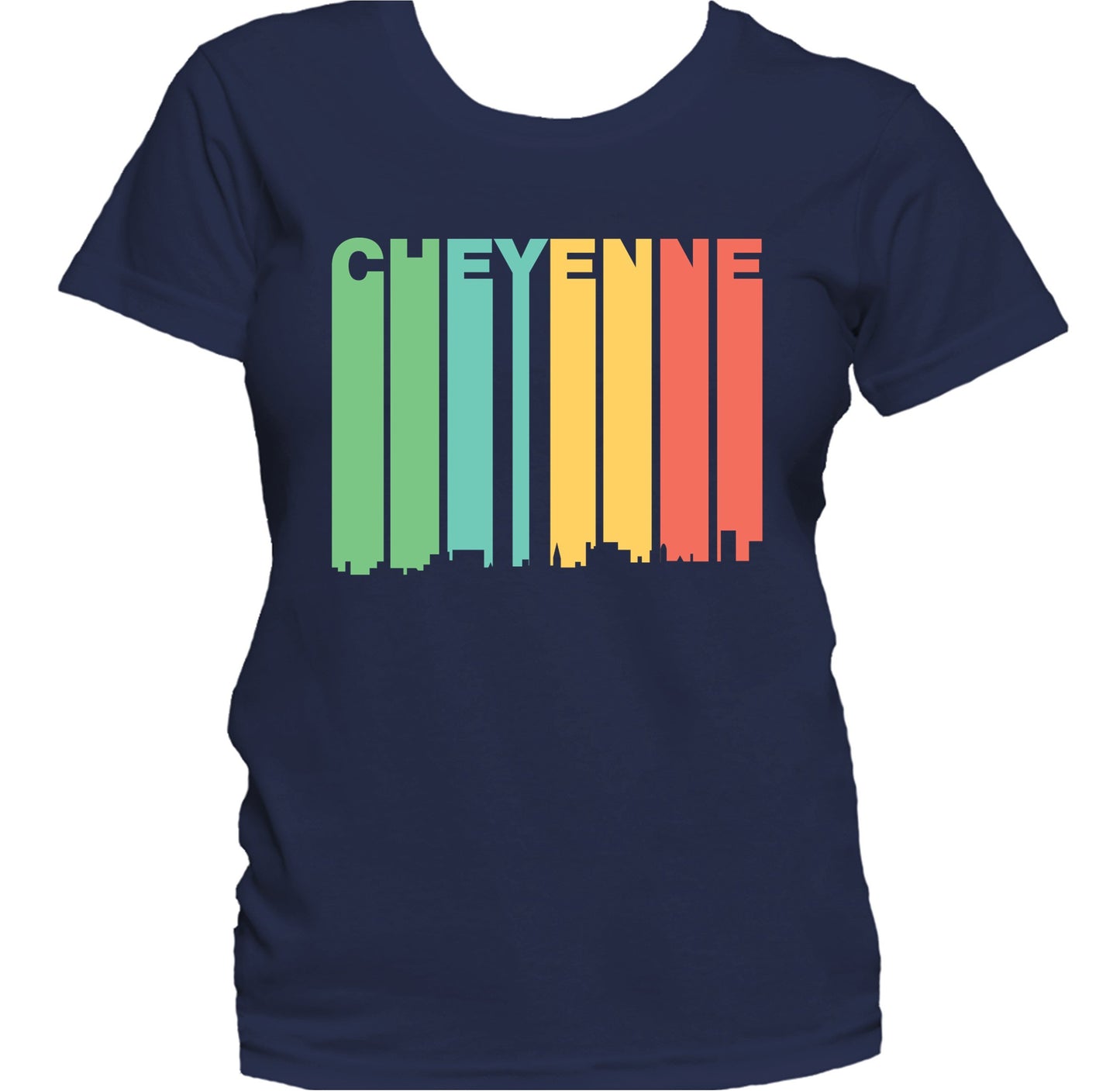 Retro 1970's Style Cheyenne Wyoming Skyline Women's T-Shirt