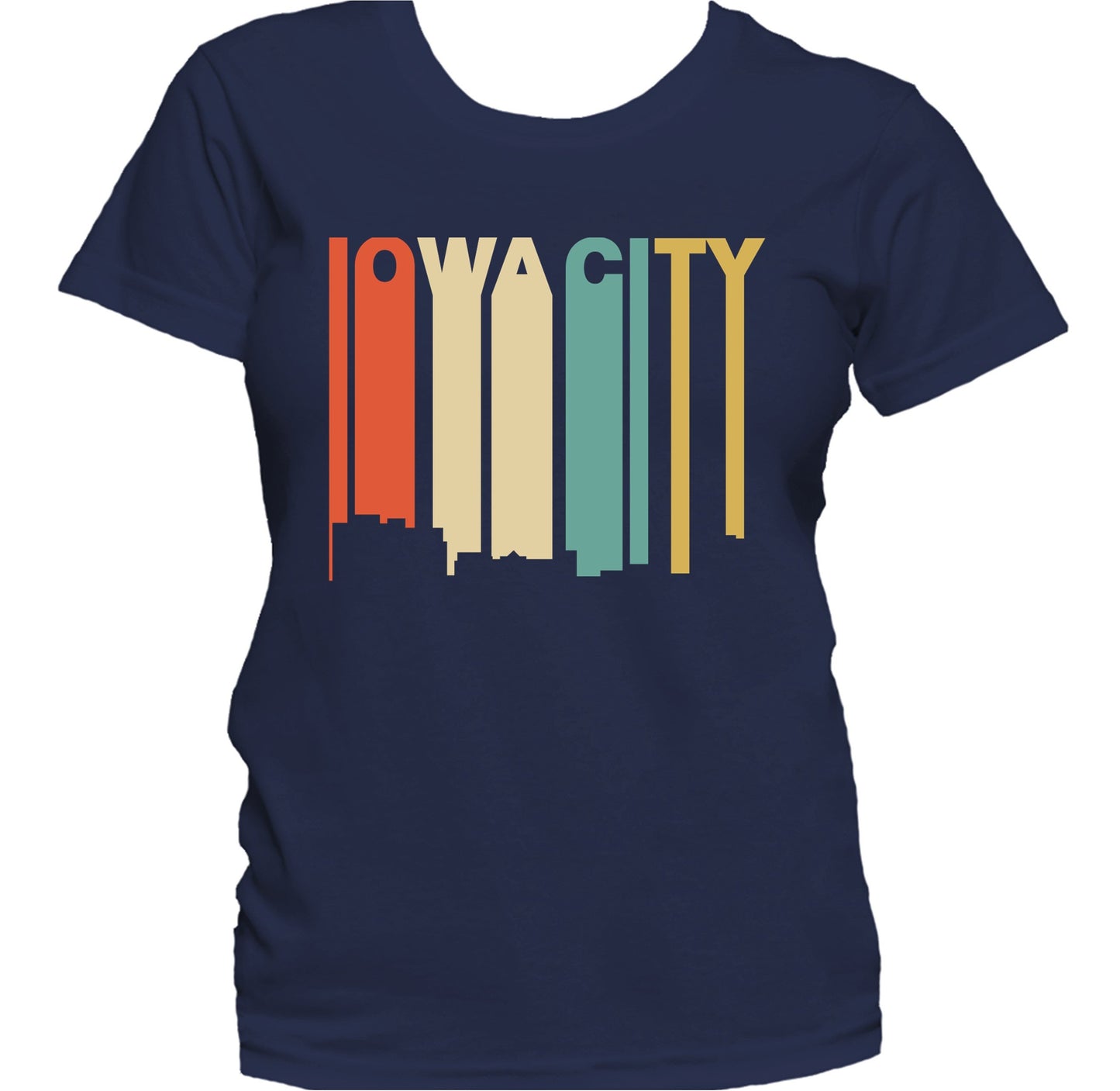 Retro 1970's Style Iowa City Iowa Skyline Women's T-Shirt