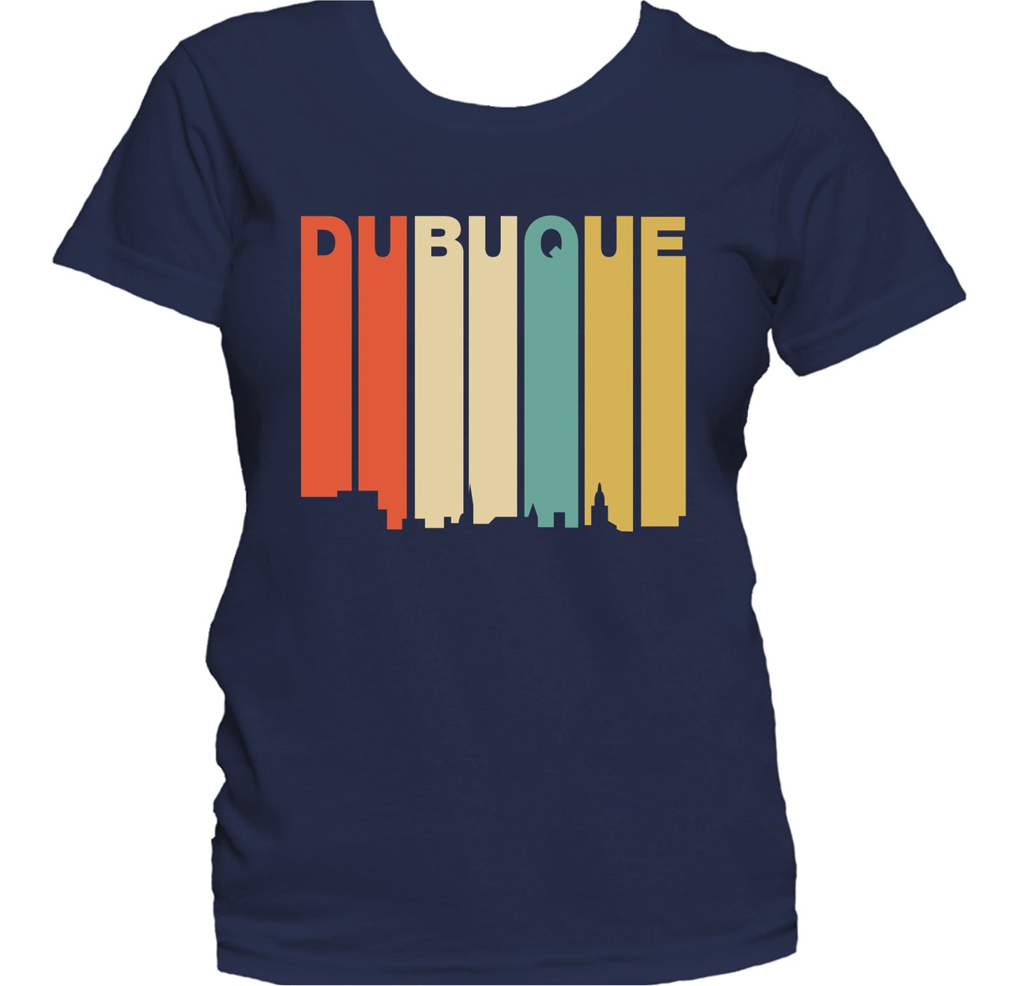 Retro 1970's Style Dubuque Iowa Skyline Women's T-Shirt