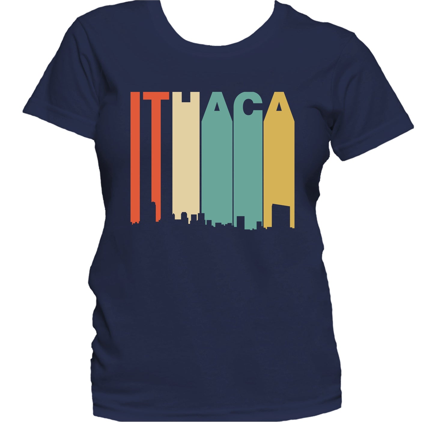 Retro 1970's Style Ithaca New York Skyline Women's T-Shirt