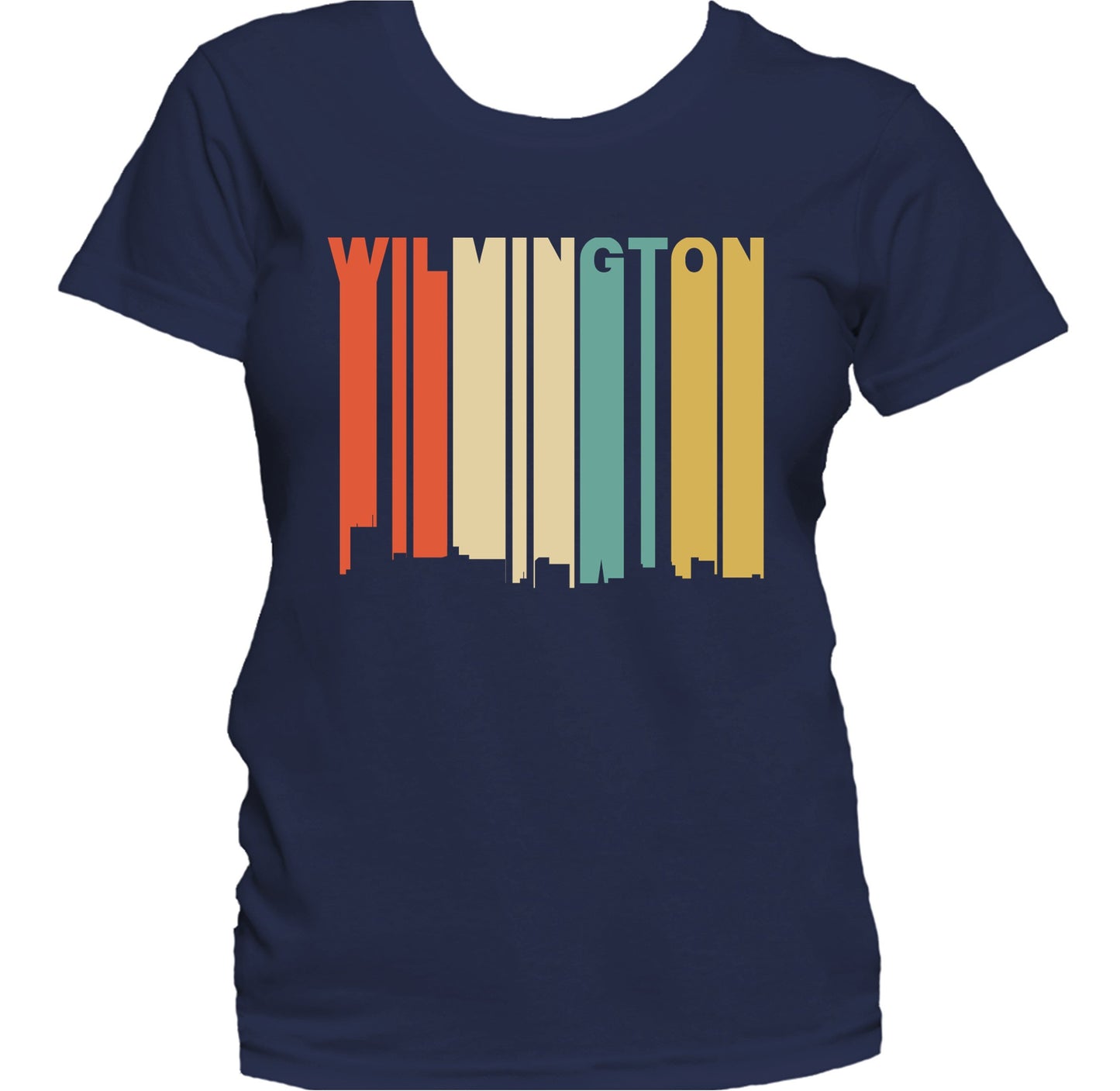 Retro 1970's Style Wilmington North Carolina Skyline Women's T-Shirt