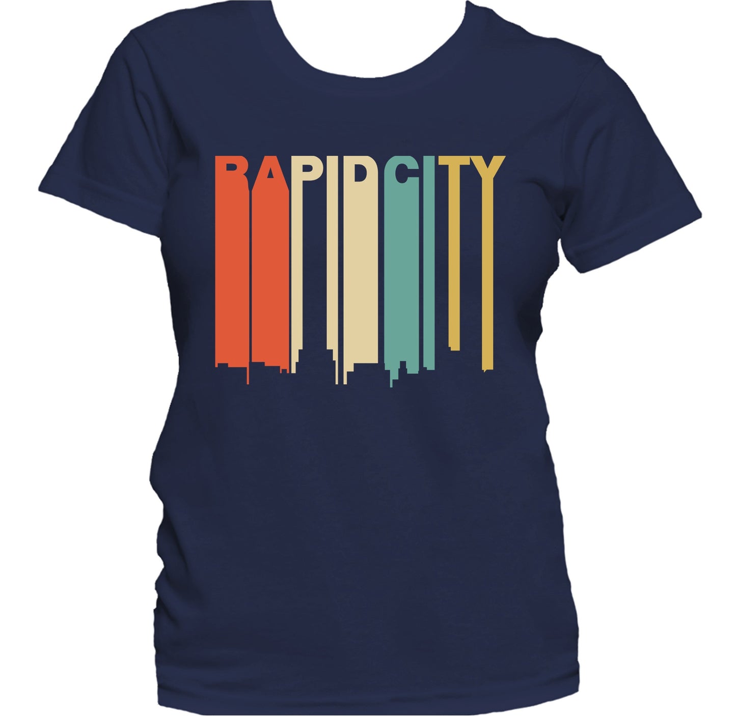Retro 1970's Style Rapid City South Dakota Skyline Women's T-Shirt