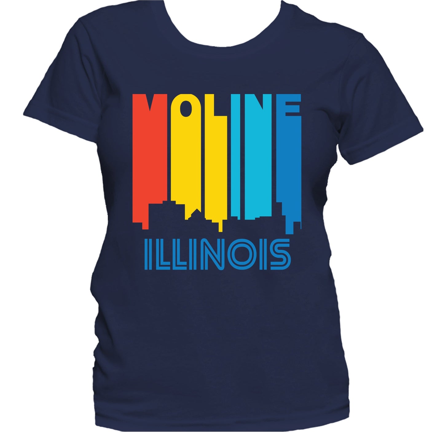Retro 1970's Style Moline Illinois Skyline Women's T-Shirt