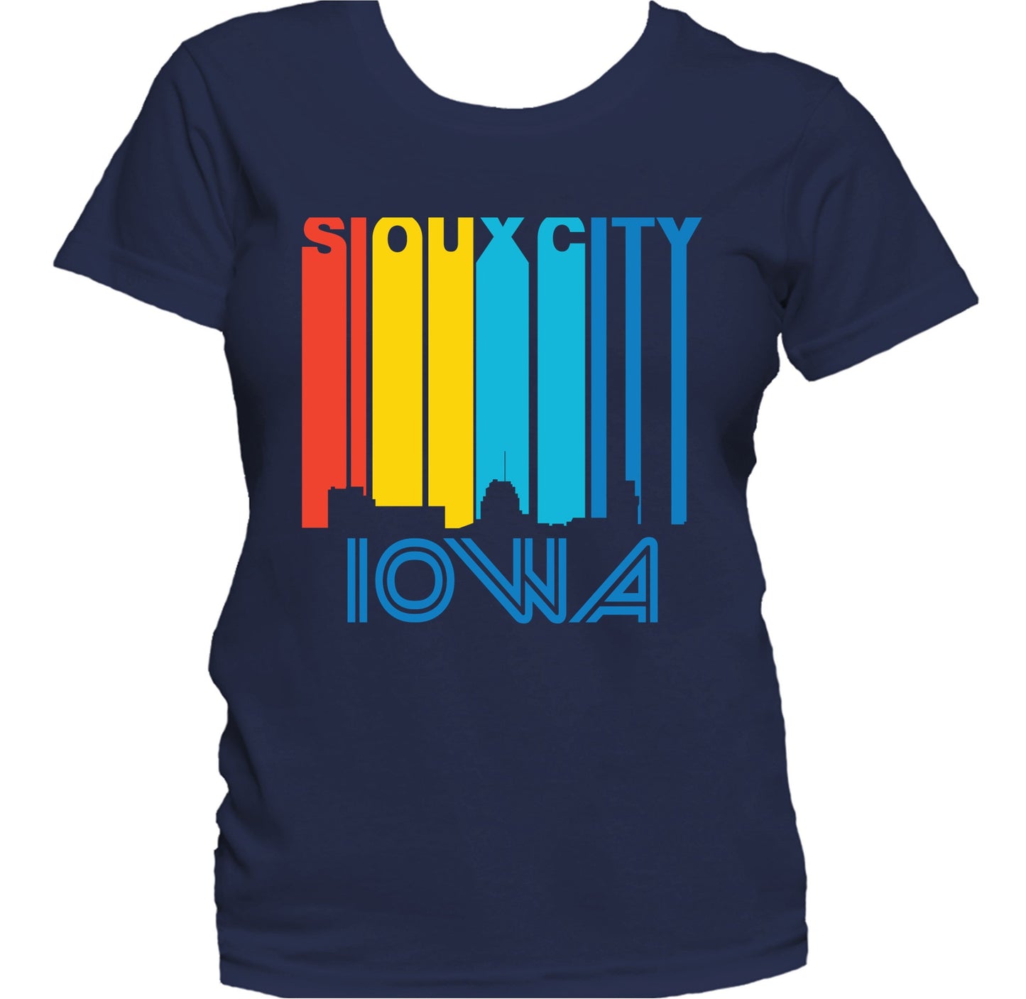Retro 1970's Style Sioux City Iowa Skyline Women's T-Shirt