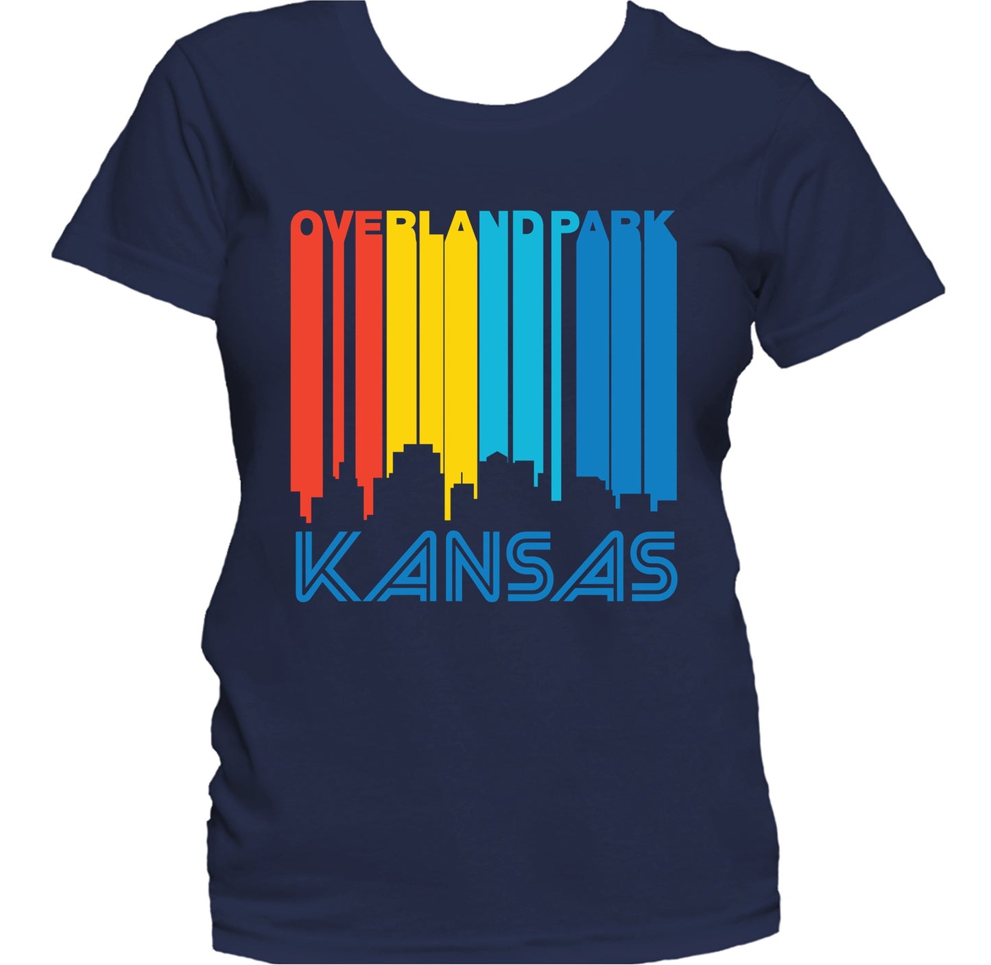 Retro 1970's Style Overland Park Kansas Skyline Women's T-Shirt