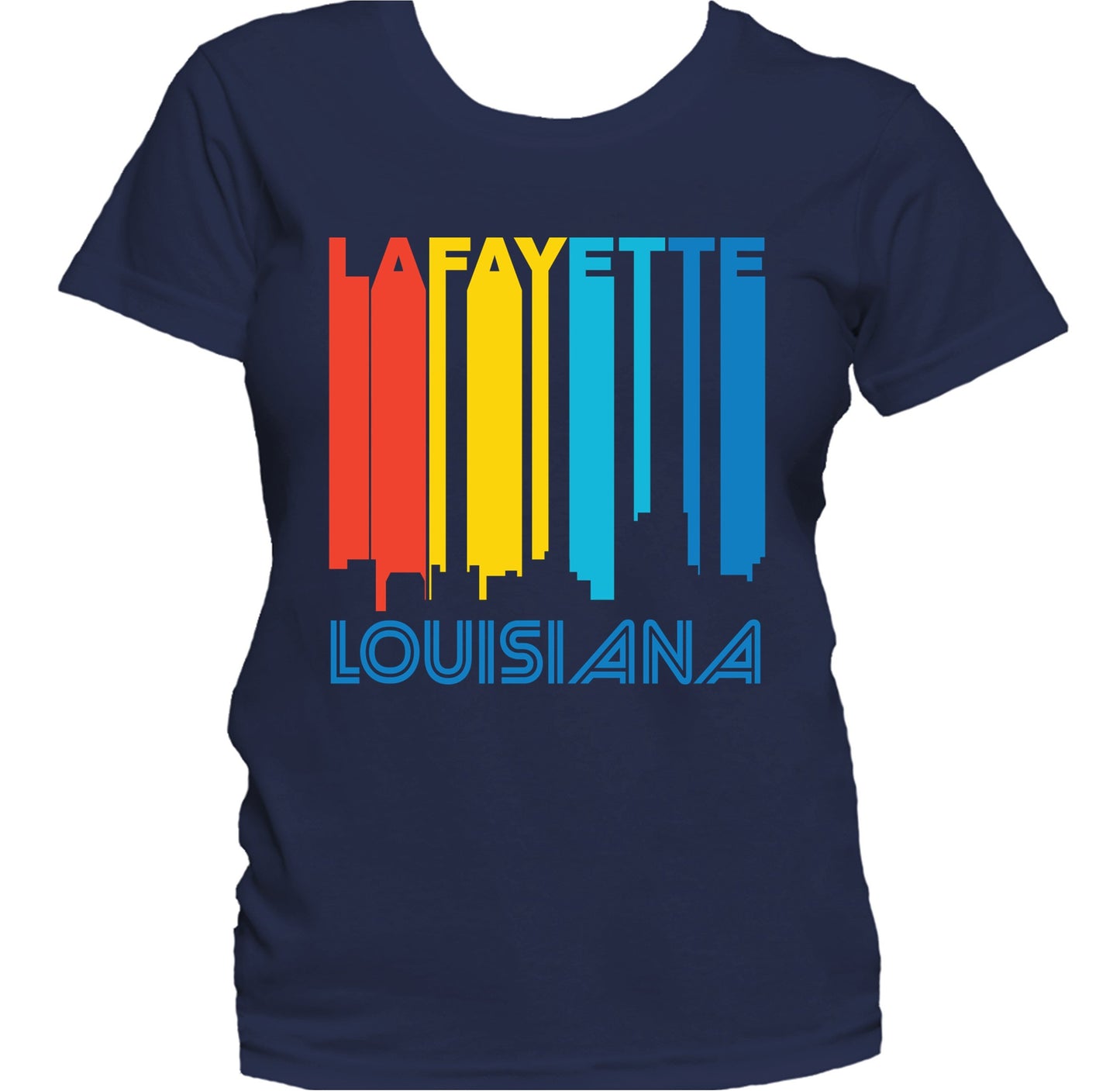 Retro 1970's Style Lafayette Louisiana Skyline Women's T-Shirt