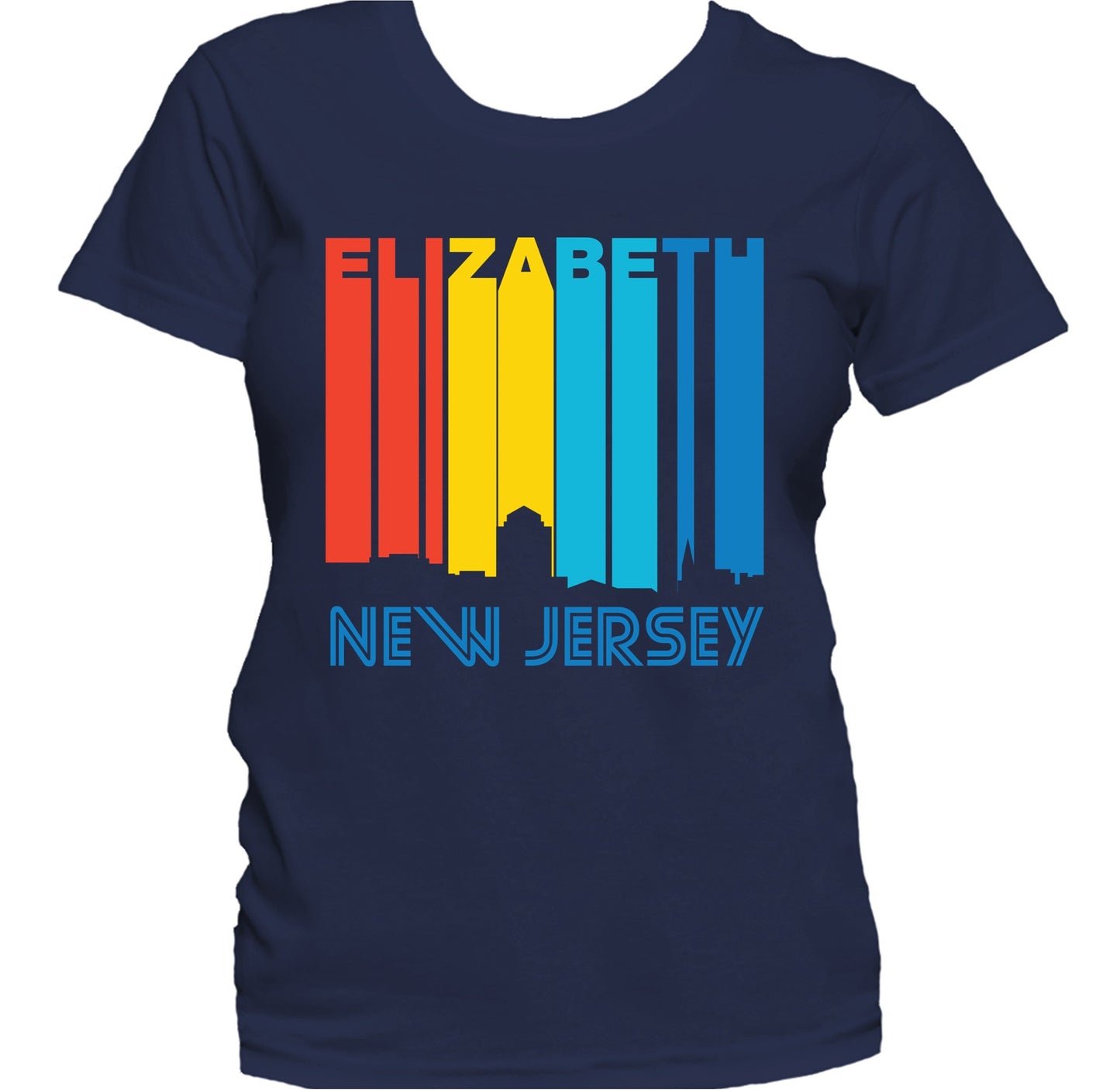 Retro 1970's Style Elizabeth New Jersey Skyline Women's T-Shirt