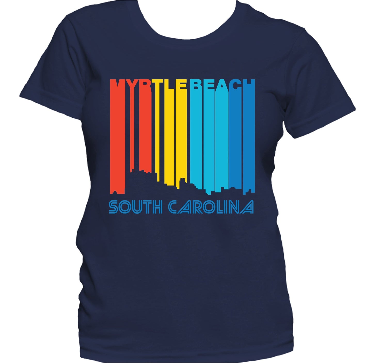 Retro 1970's Style Myrtle Beach South Carolina Skyline Women's T-Shirt
