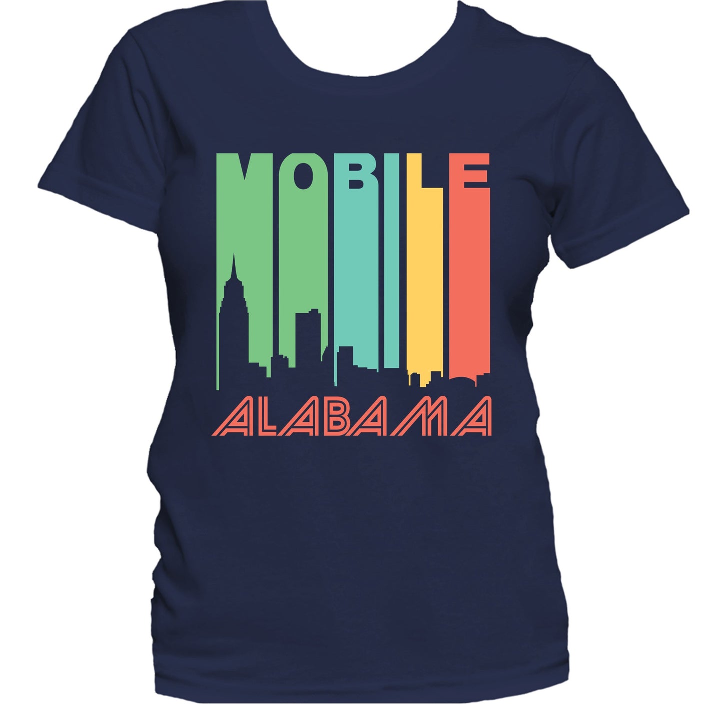 Retro 1970's Style Mobile Alabama Skyline Women's T-Shirt