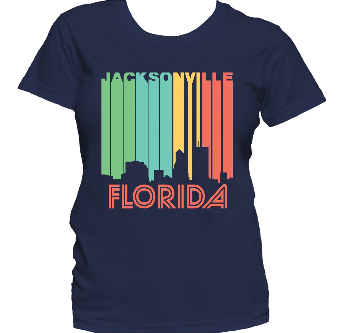 Retro 1970's Style Jacksonville Florida Skyline Women's T-Shirt