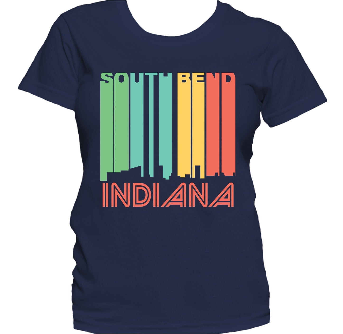 Retro 1970's Style South Bend Indiana Skyline Women's T-Shirt