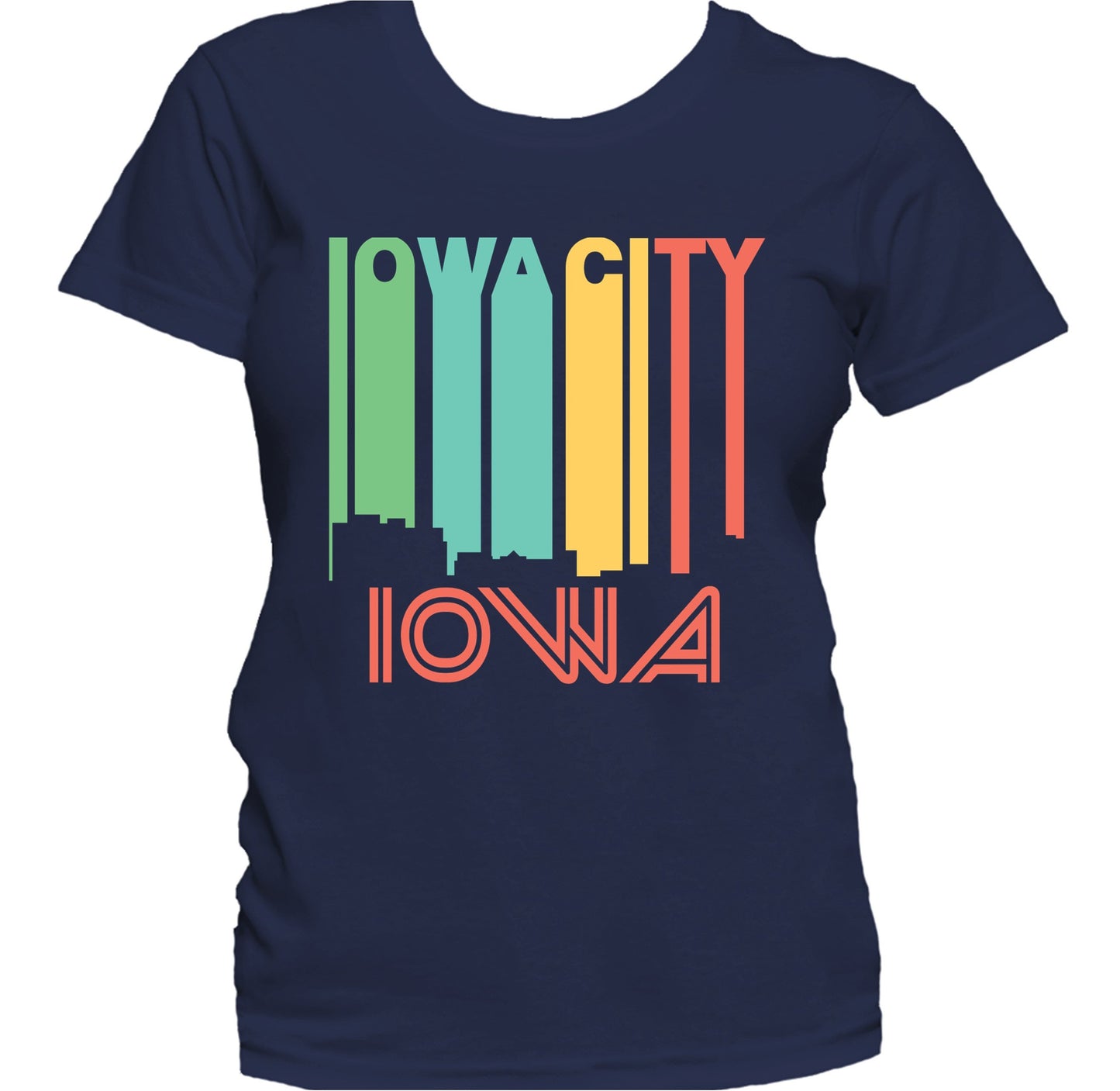 Retro 1970's Style Iowa City Iowa Skyline Women's T-Shirt
