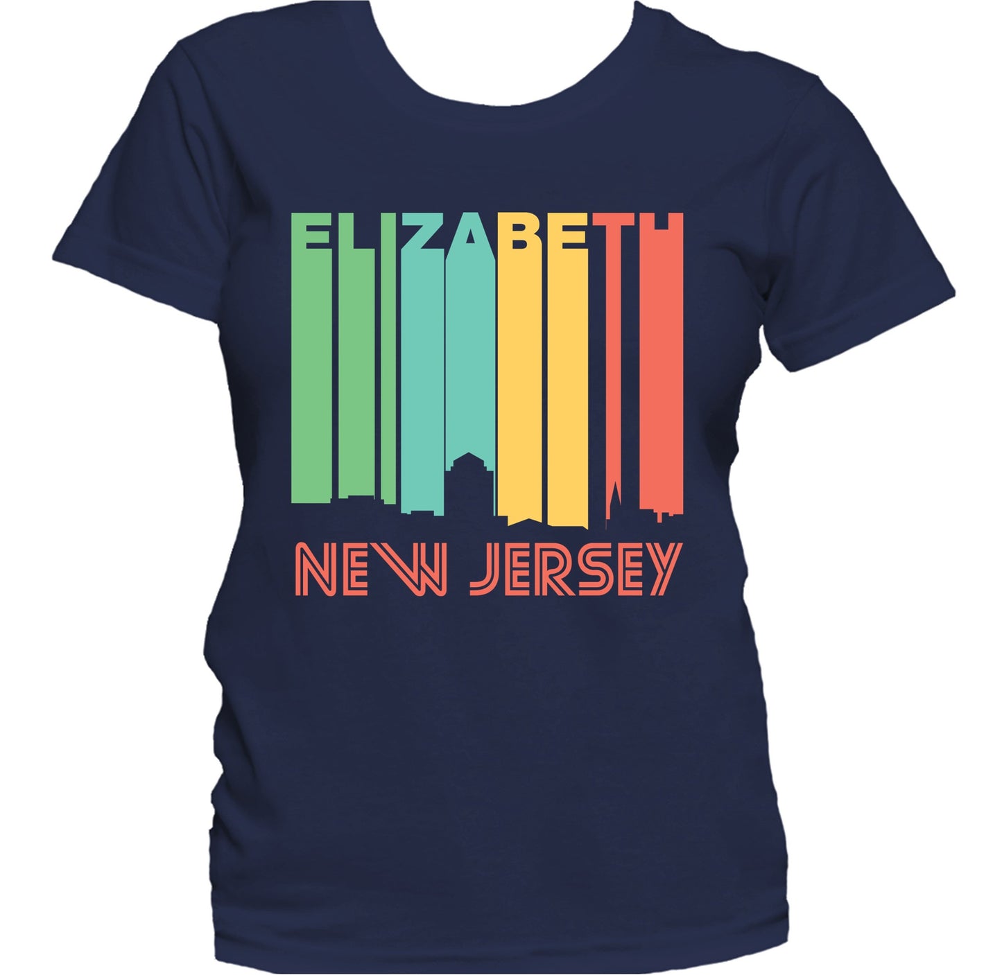 Retro 1970's Style Elizabeth New Jersey Skyline Women's T-Shirt
