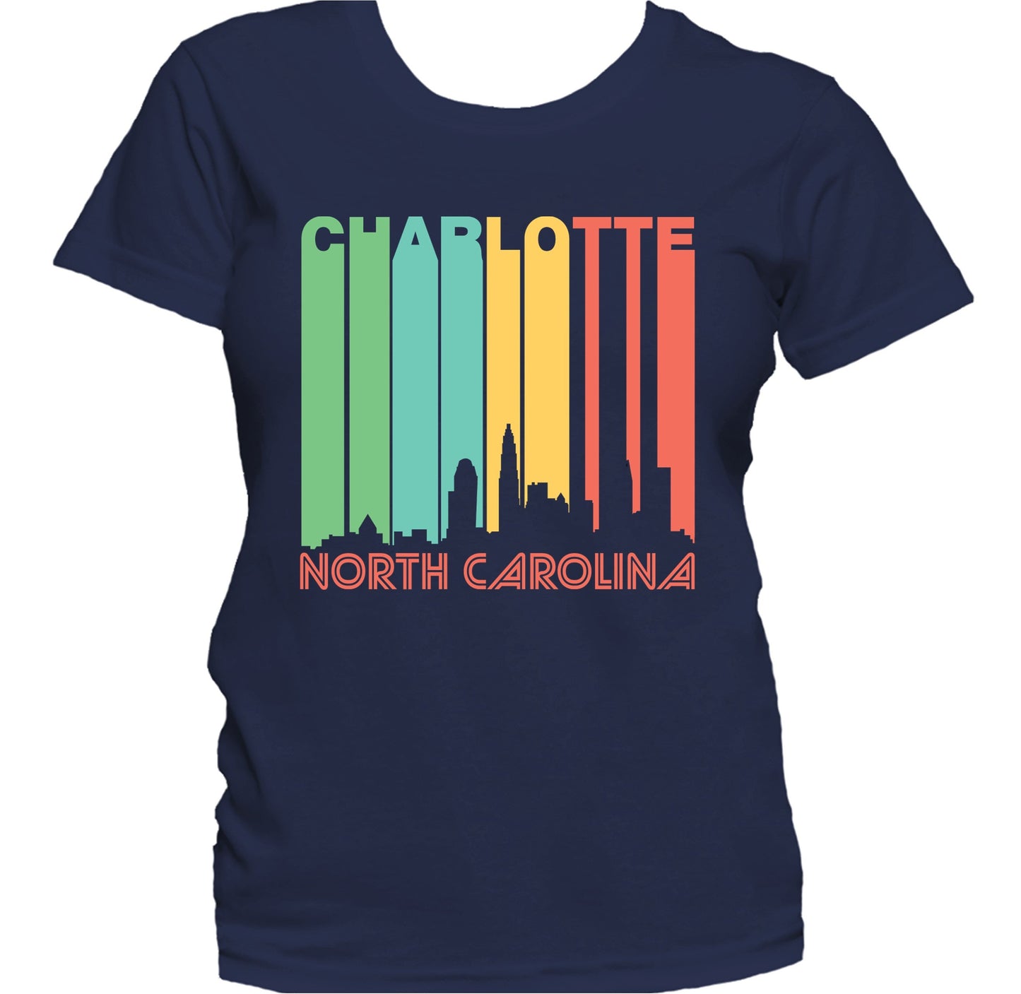 Retro 1970's Style Charlotte North Carolina Skyline Women's T-Shirt
