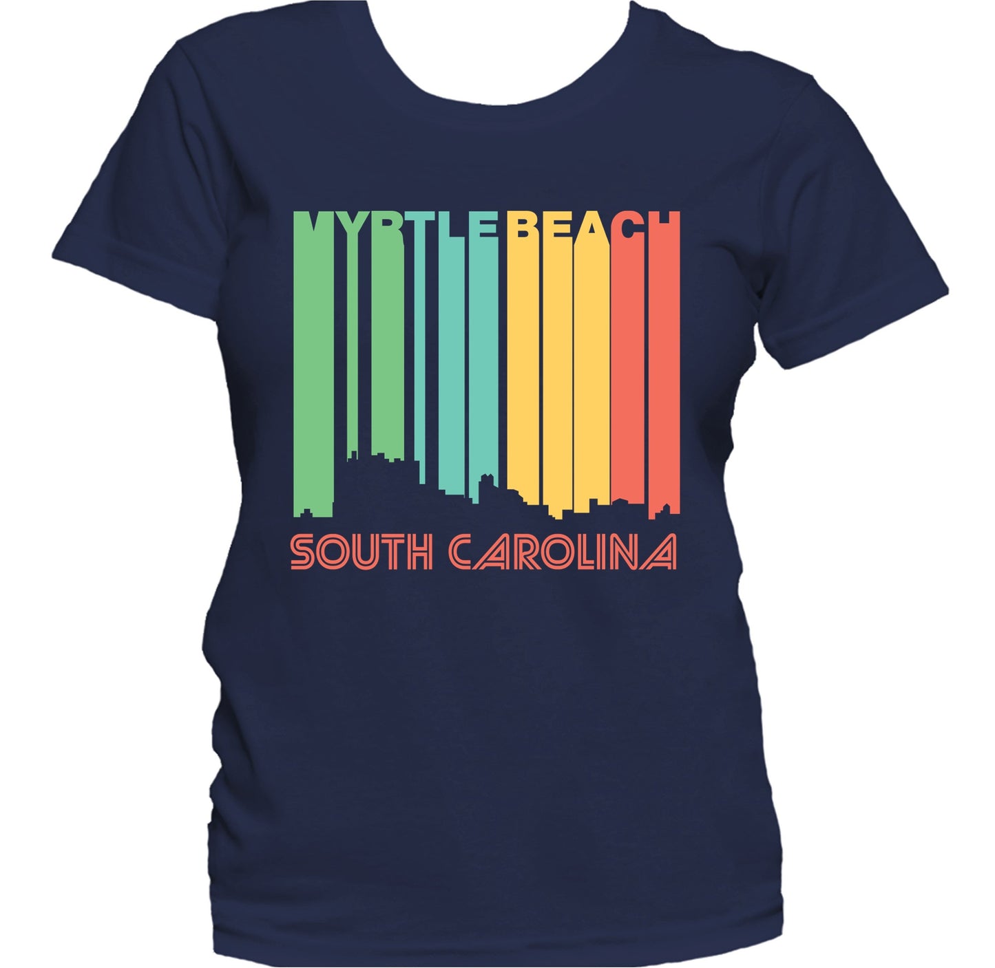 Retro 1970's Style Myrtle Beach South Carolina Skyline Women's T-Shirt