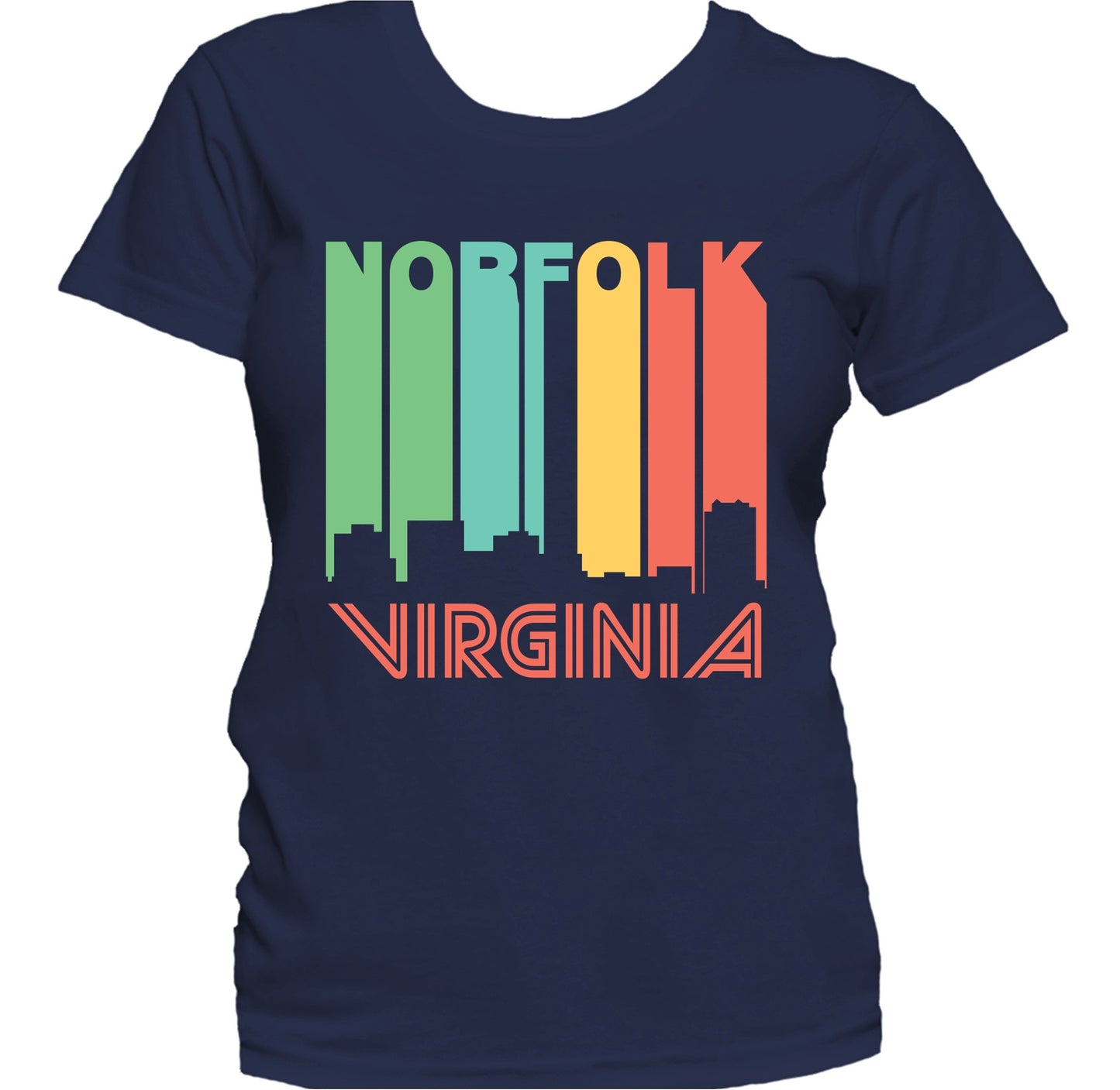 Retro 1970's Style Norfolk Virginia Skyline Women's T-Shirt