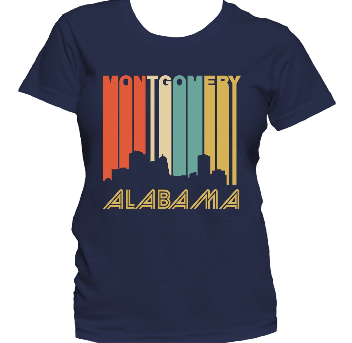 Retro 1970's Style Montgomery Alabama Skyline Women's T-Shirt