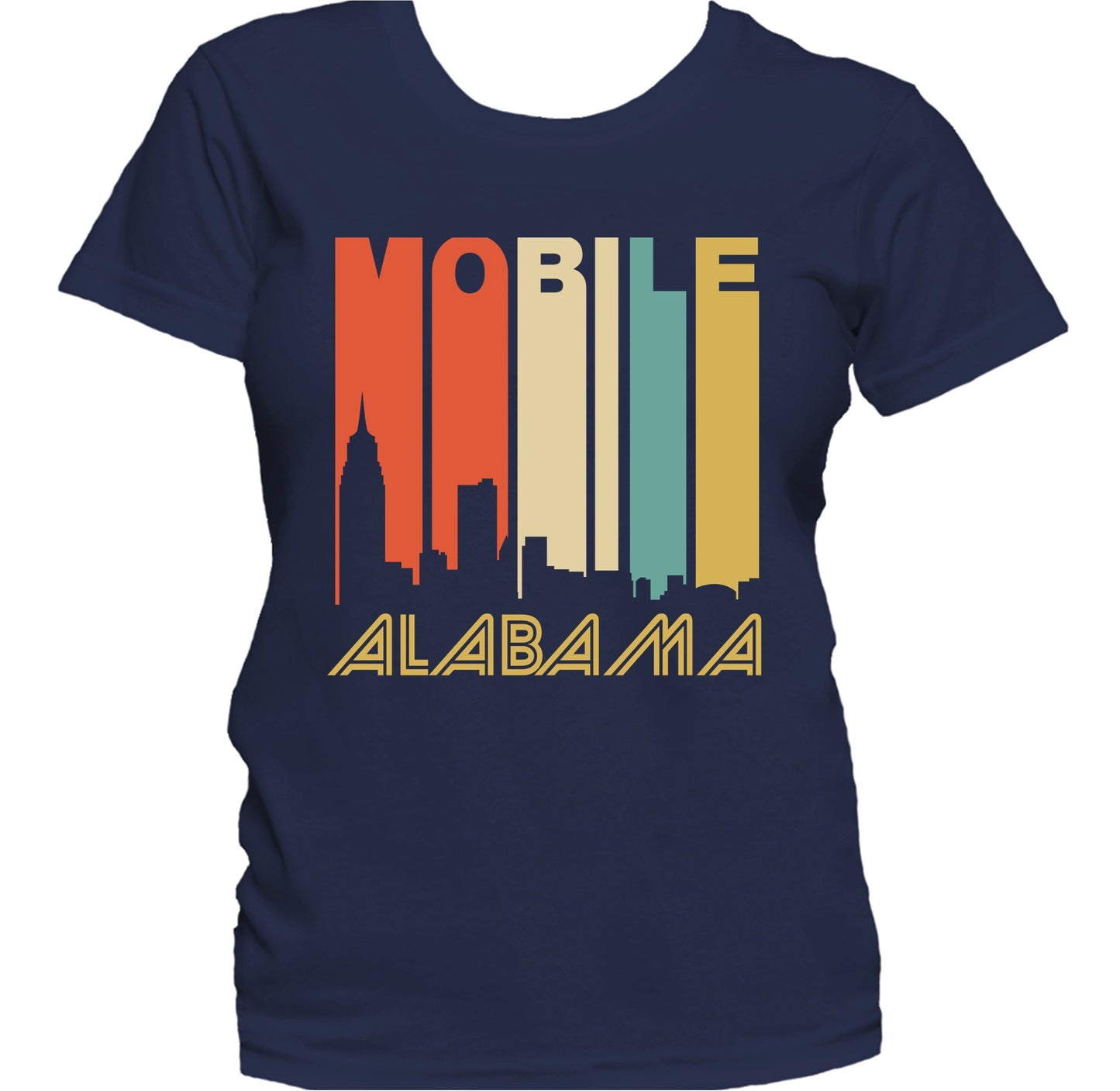 Retro 1970's Style Mobile Alabama Skyline Women's T-Shirt
