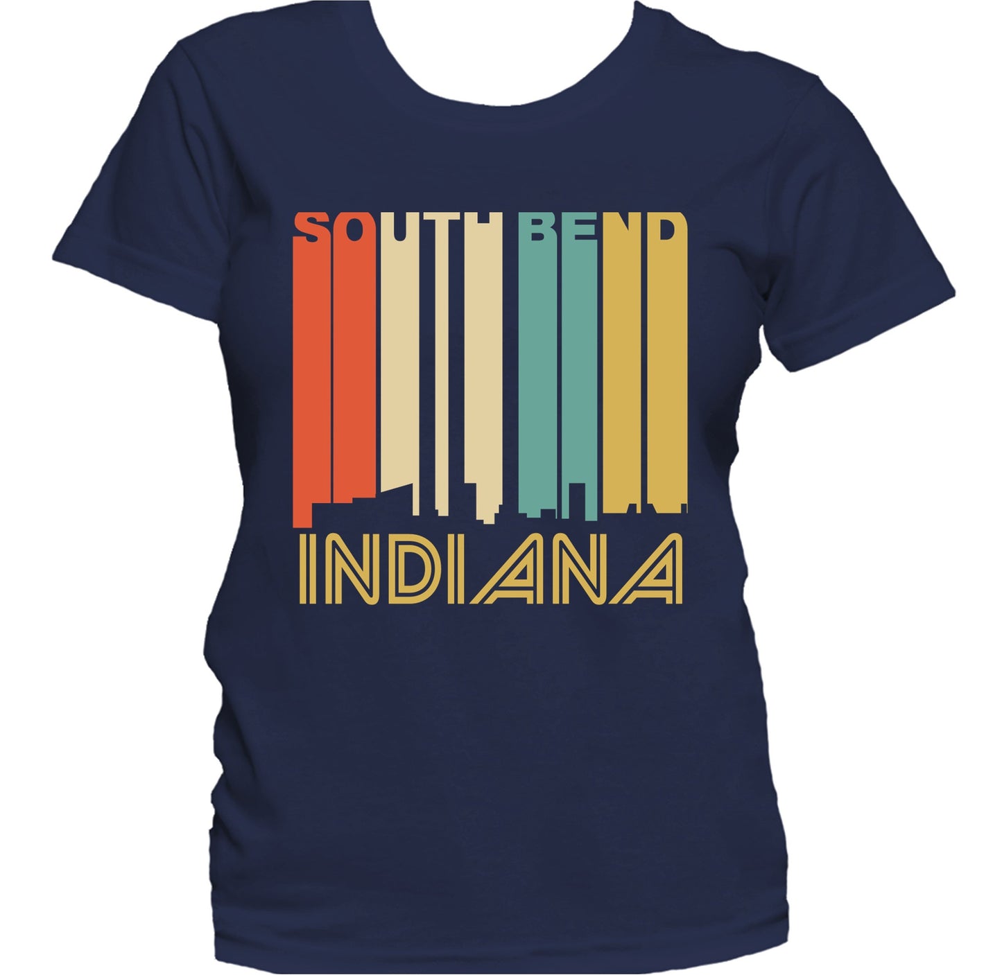 Retro 1970's Style South Bend Indiana Skyline Women's T-Shirt