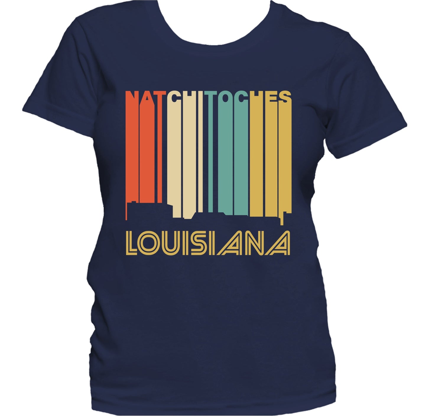 Retro 1970's Style Natchitoches Louisiana Skyline Women's T-Shirt