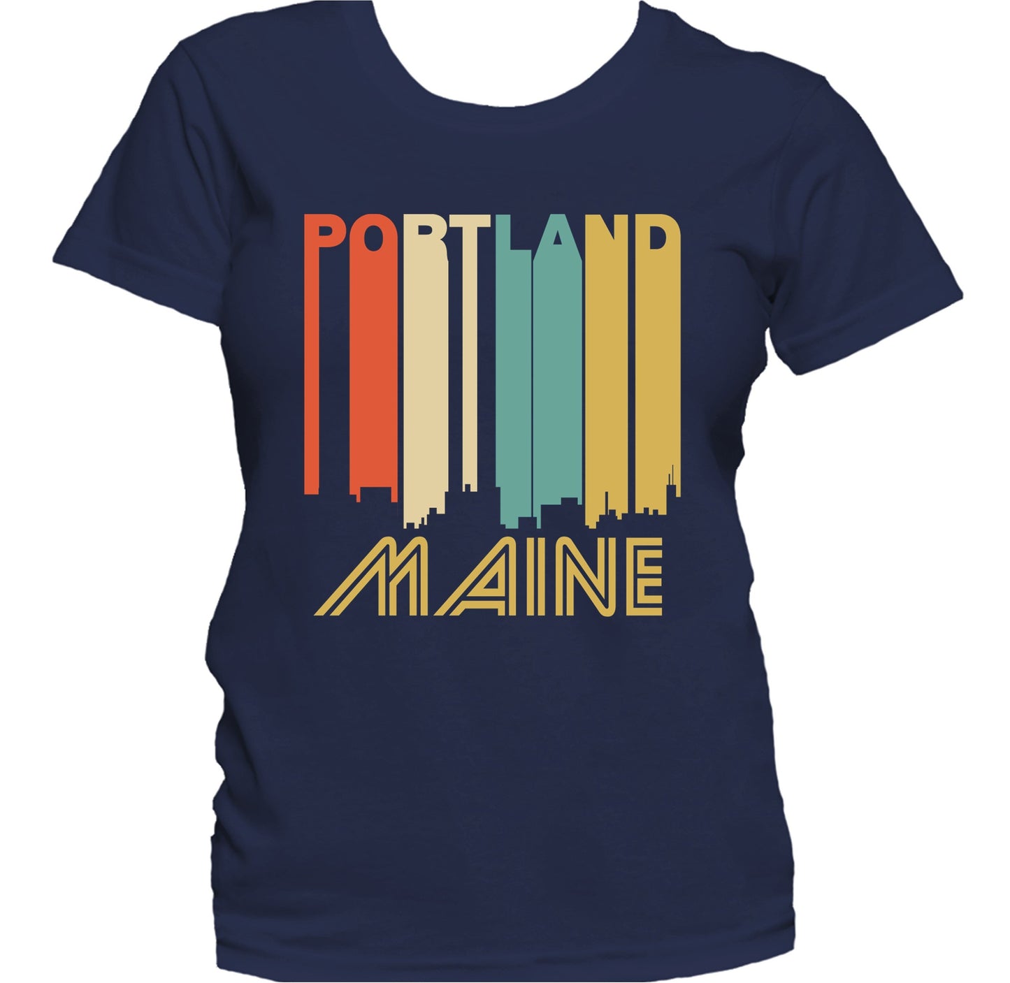 Retro 1970's Style Portland Maine Skyline Women's T-Shirt