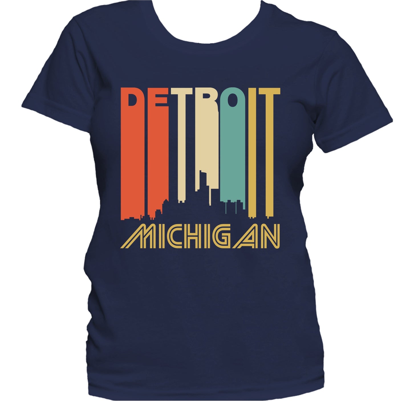 Retro 1970's Style Detroit Michigan Skyline Women's T-Shirt