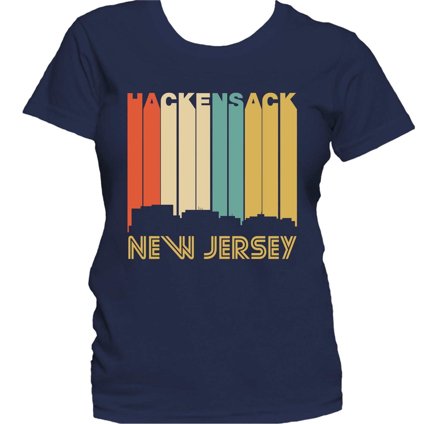 Retro 1970's Style Hackensack New Jersey Skyline Women's T-Shirt