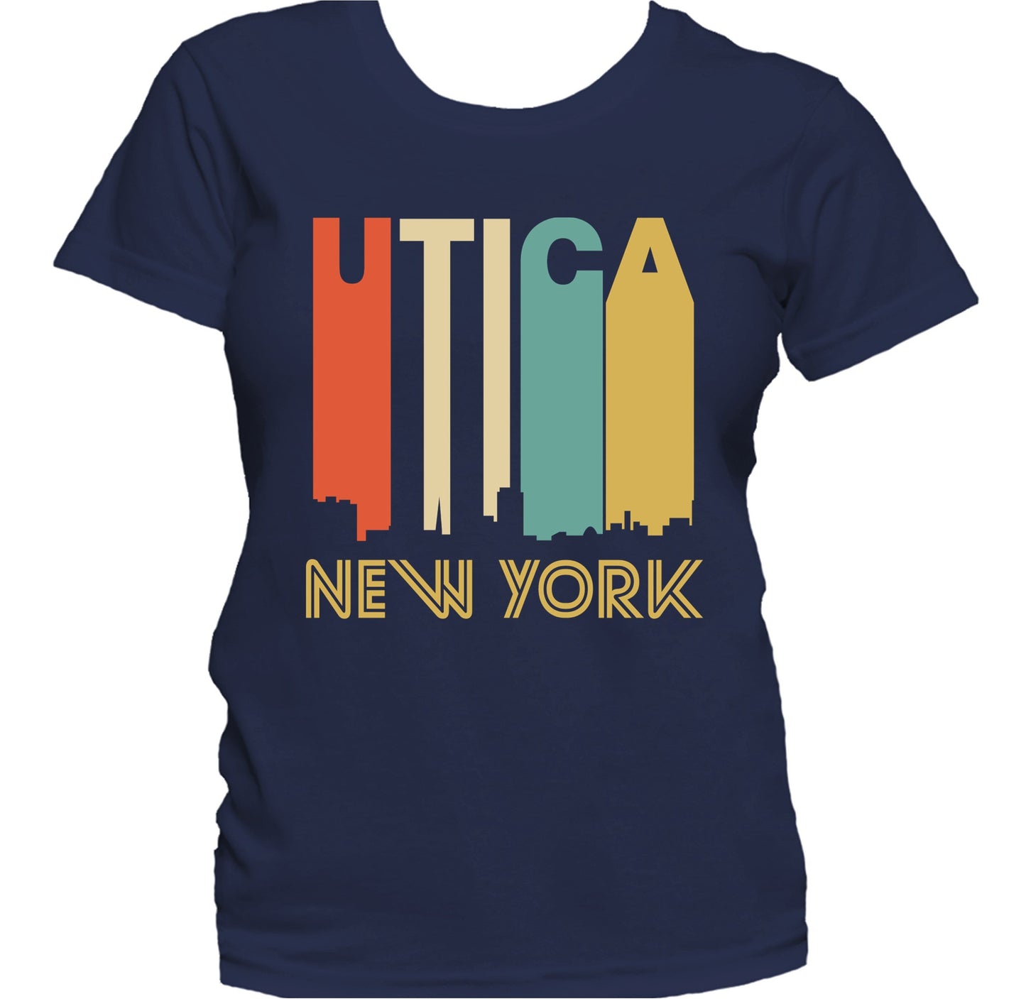 Retro 1970's Style Utica New York Skyline Women's T-Shirt