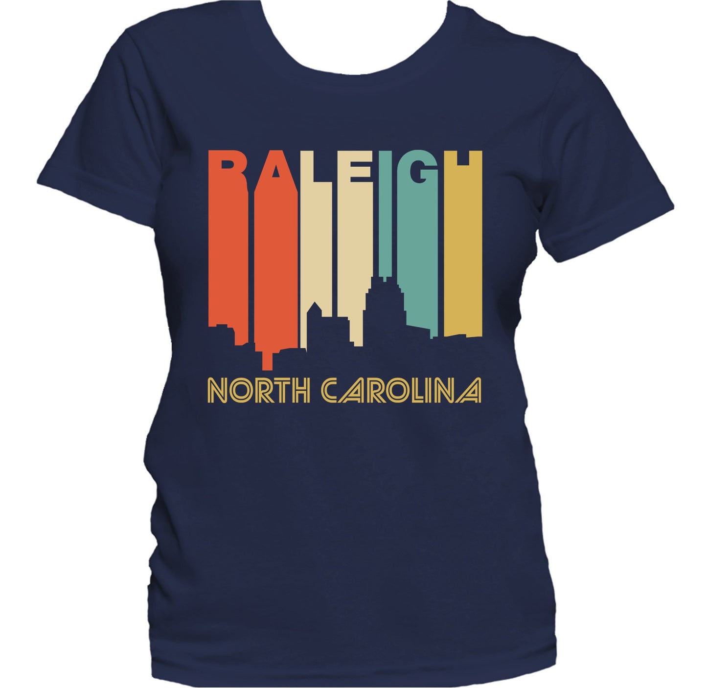 Retro 1970's Style Raleigh North Carolina Skyline Women's T-Shirt