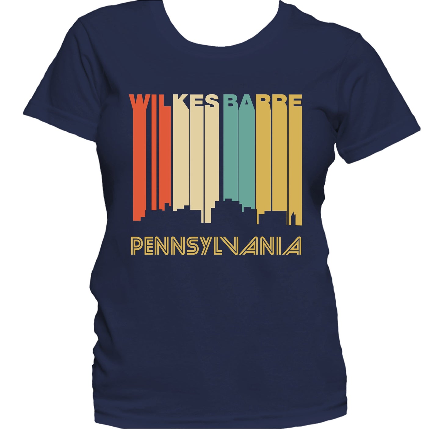 Retro 1970's Style Wilkes-Barre Pennsylvania Skyline Women's T-Shirt