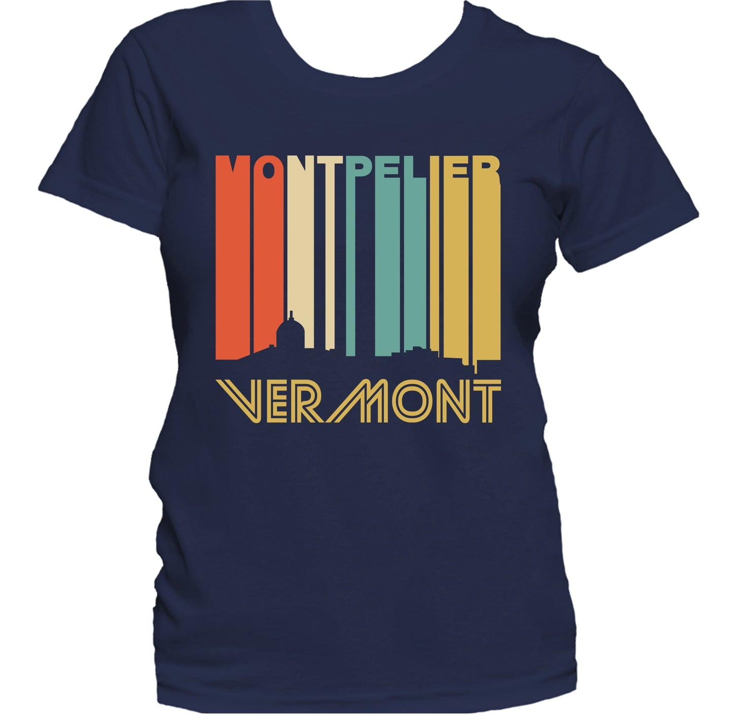 Retro 1970's Style Montpelier Vermont Skyline Women's T-Shirt