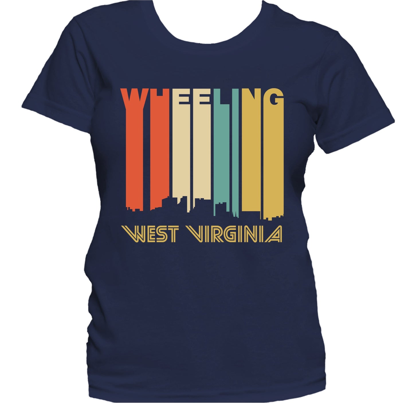 Retro 1970's Style Wheeling West Virginia Skyline Women's T-Shirt