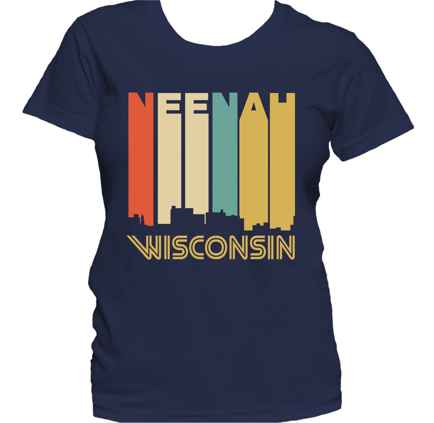 Retro 1970's Style Neenah Wisconsin Skyline Women's T-Shirt