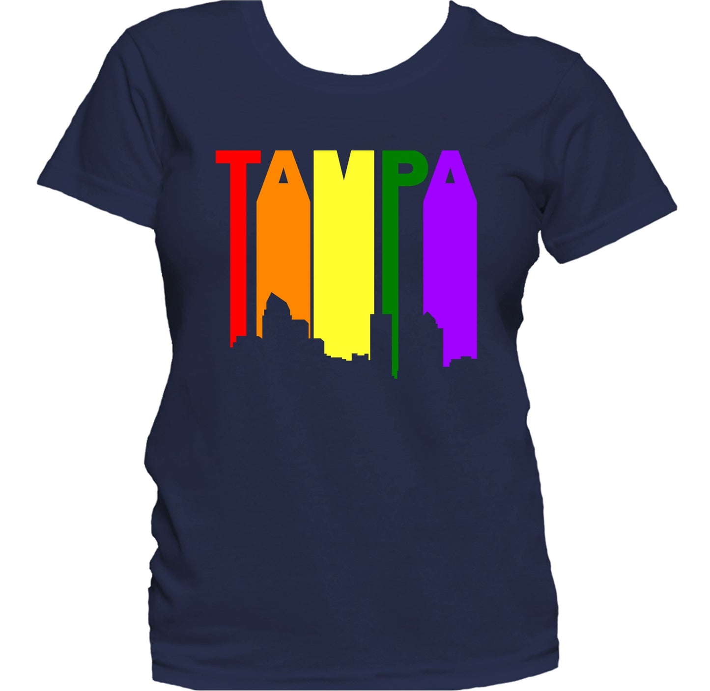 Tampa Florida LGBTQ Gay Pride Rainbow Skyline Women's T-Shirt
