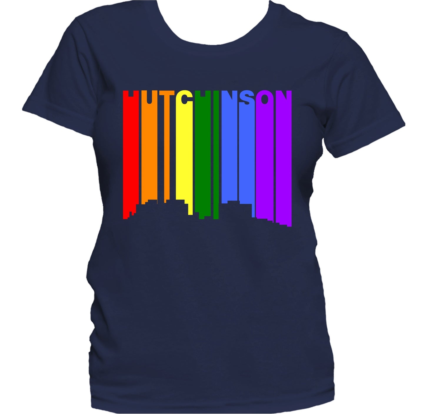 Hutchinson Kansas LGBTQ Gay Pride Rainbow Skyline Women's T-Shirt