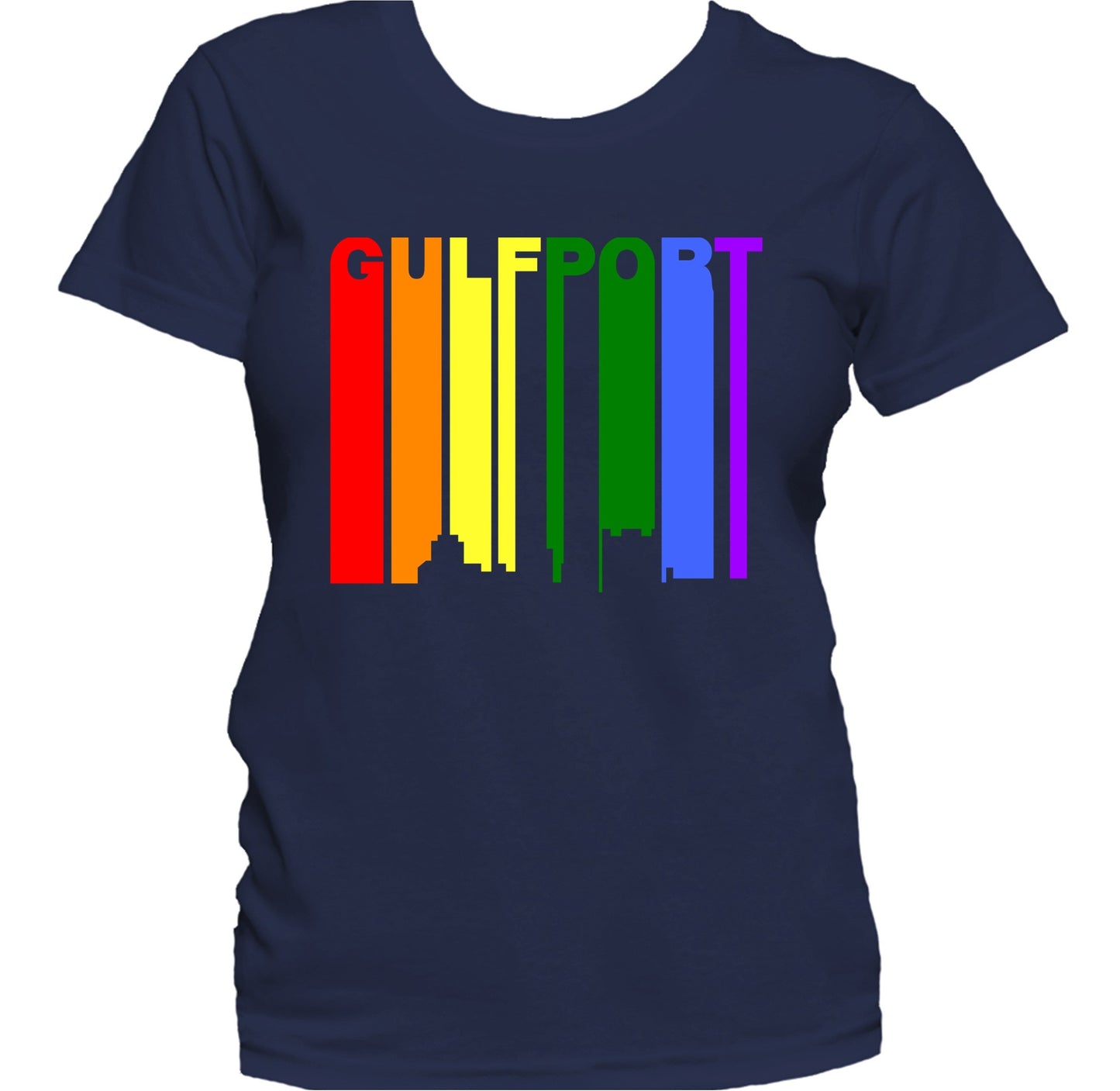 Gulfport Mississippi LGBTQ Gay Pride Rainbow Skyline Women's T-Shirt