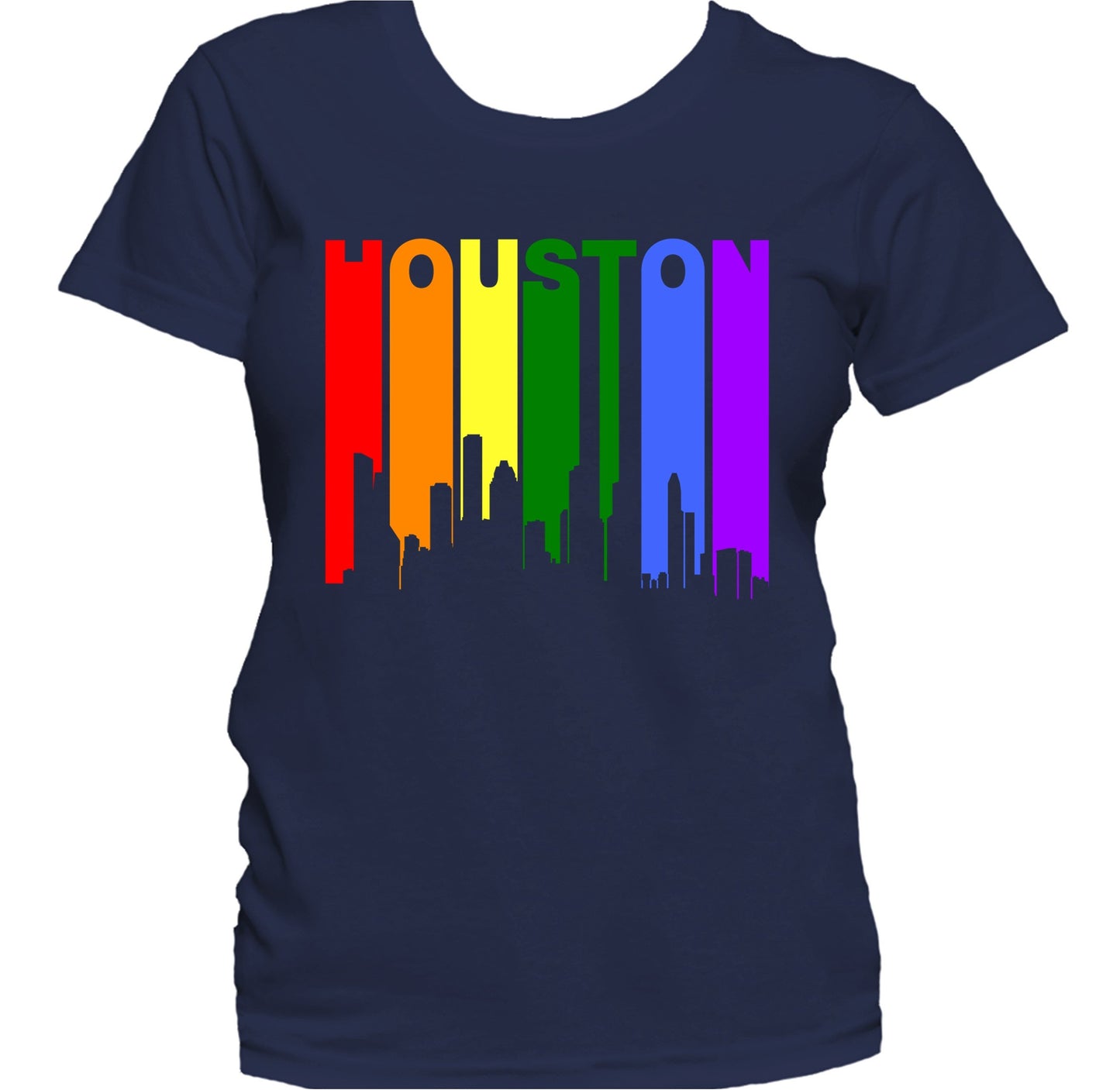Houston Texas LGBTQ Gay Pride Rainbow Skyline Women's T-Shirt