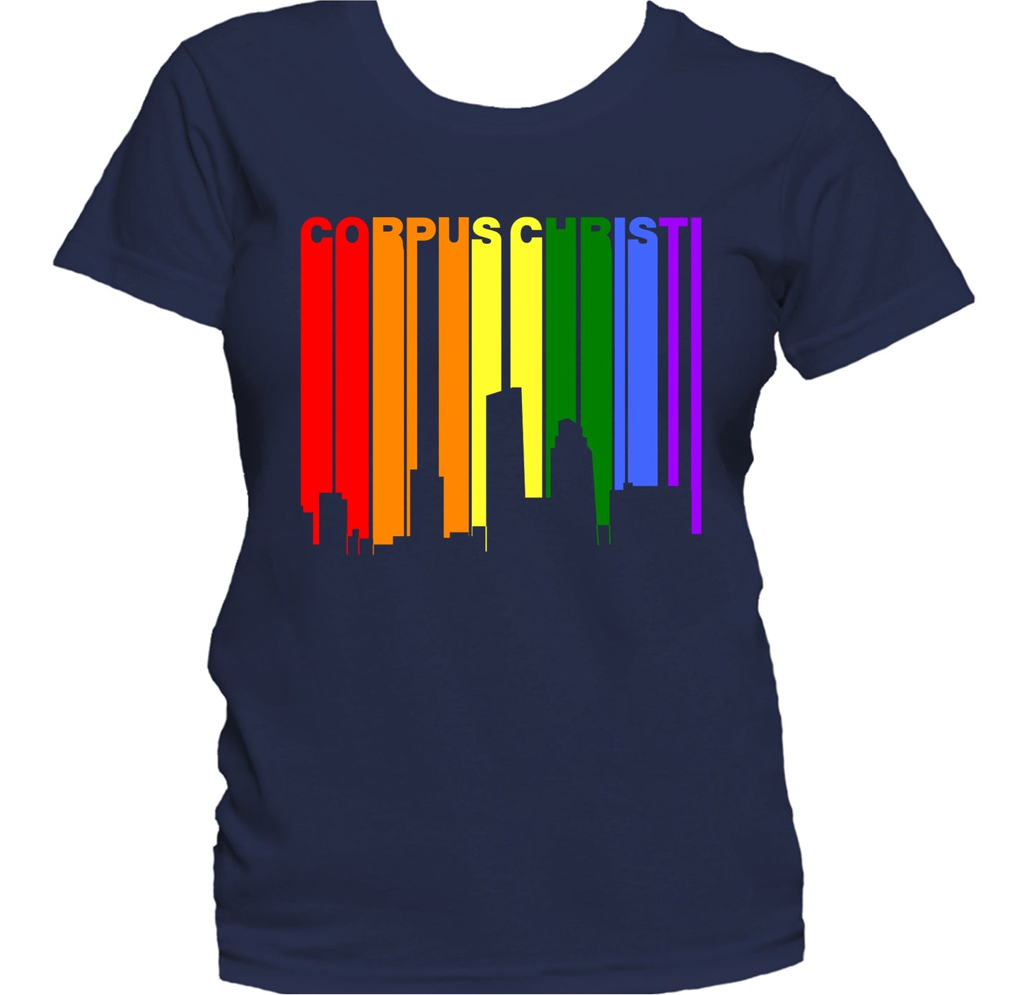 Corpus Christi Texas LGBTQ Gay Pride Rainbow Skyline Women's T-Shirt
